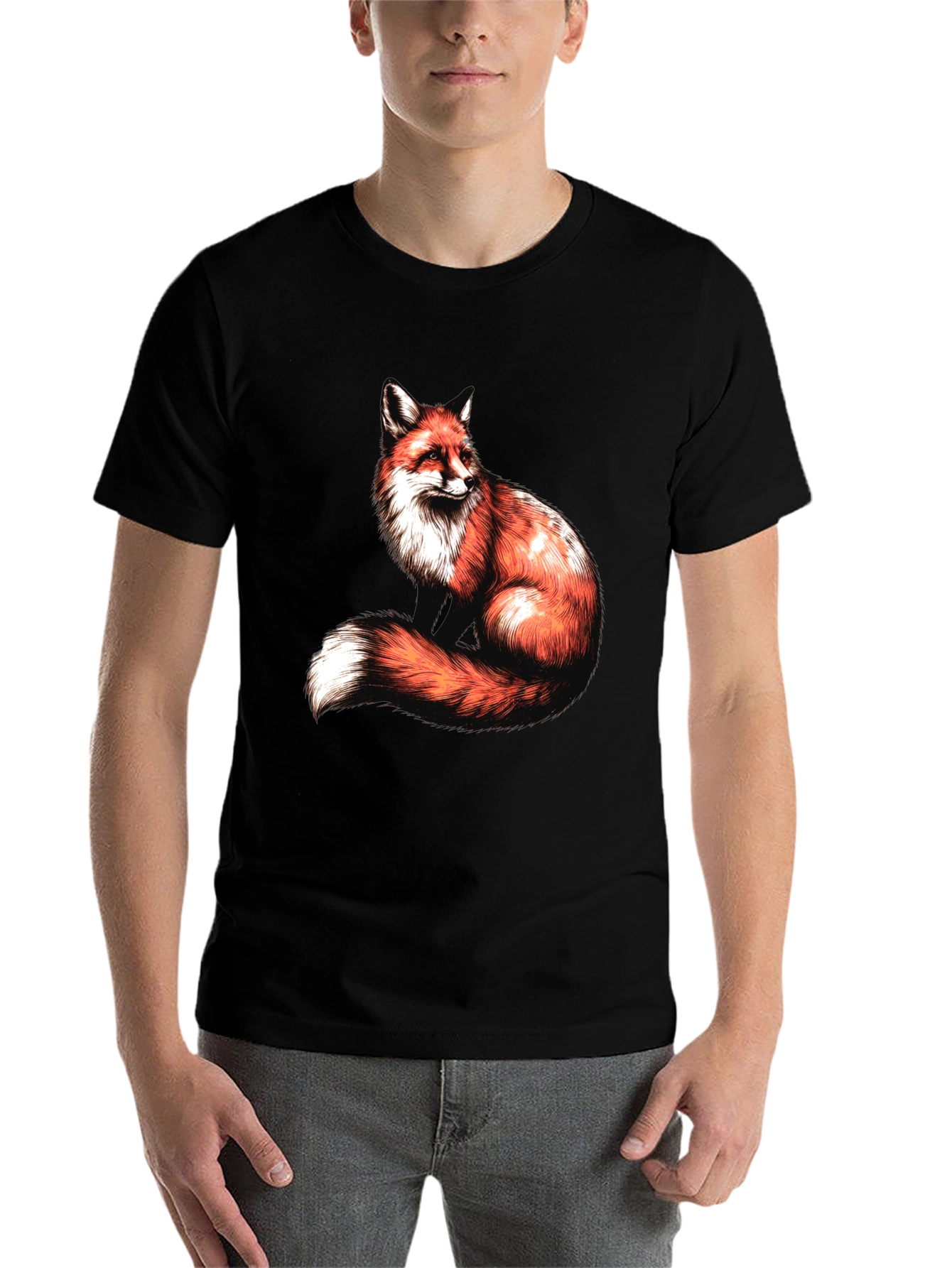 Fox Graphic Tee - Stylish Men's Black T-Shirt - 7