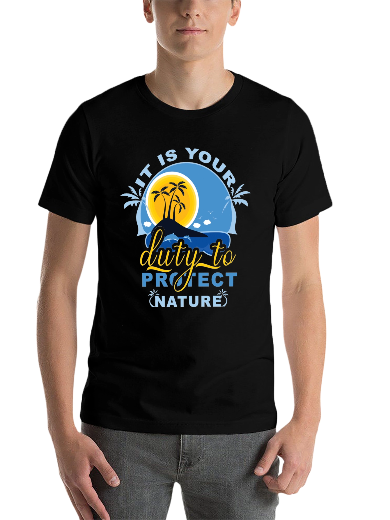 Black Protect Nature Graphic Tee - Black Cotton T-Shirt view 7