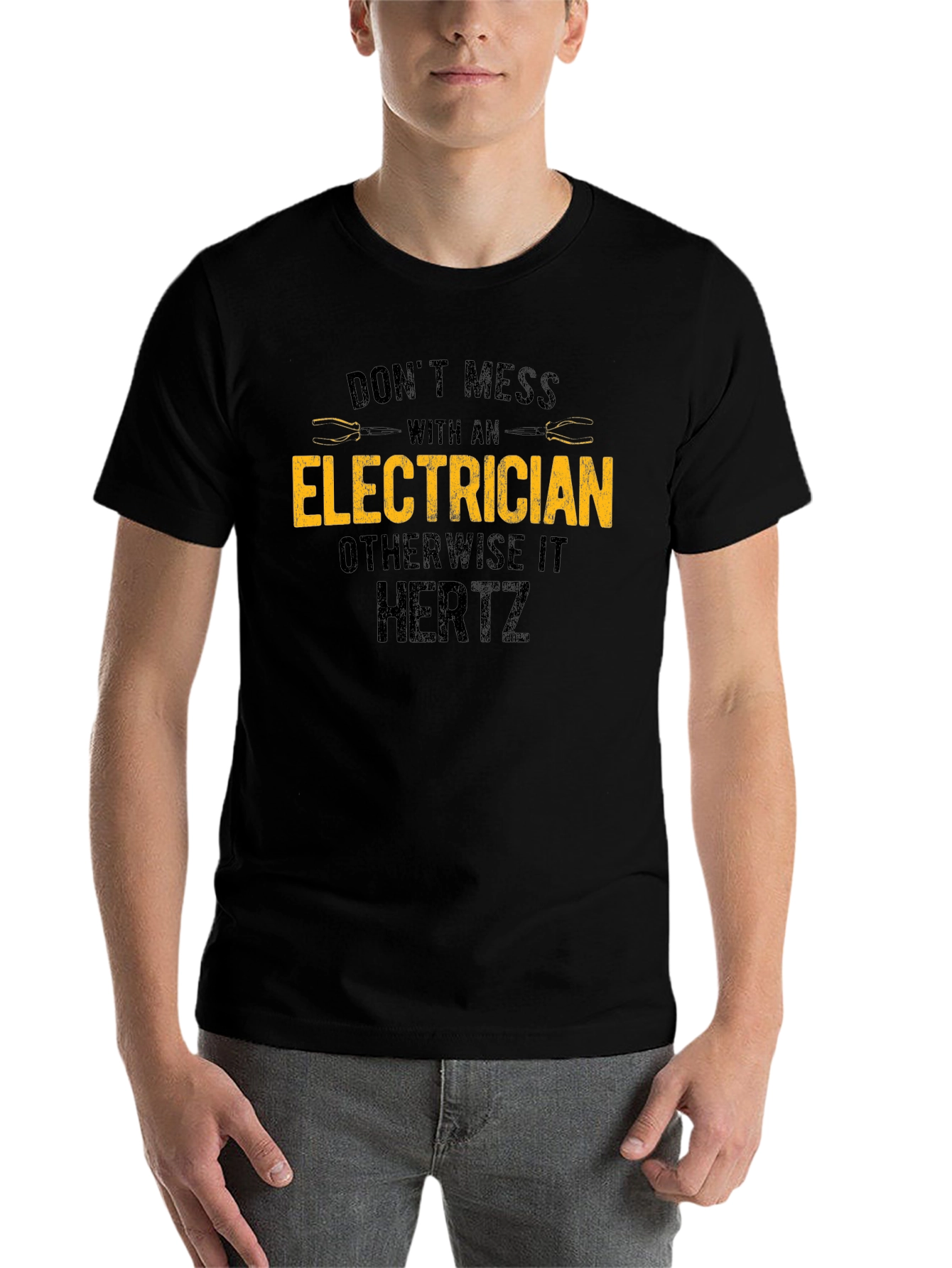 Black Electrician Warning T-Shirt - Funny Electrical Humor Tee view 7