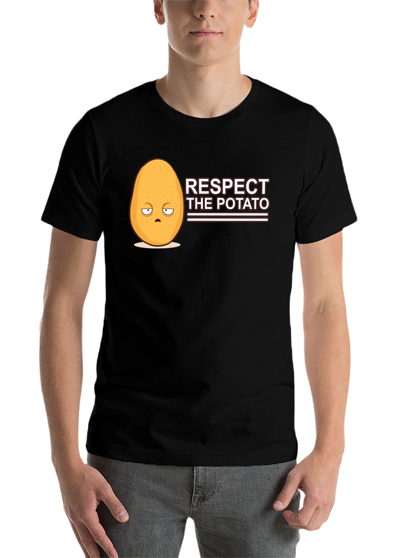 Black Respect the Potato Funny Graphic Tee view 7
