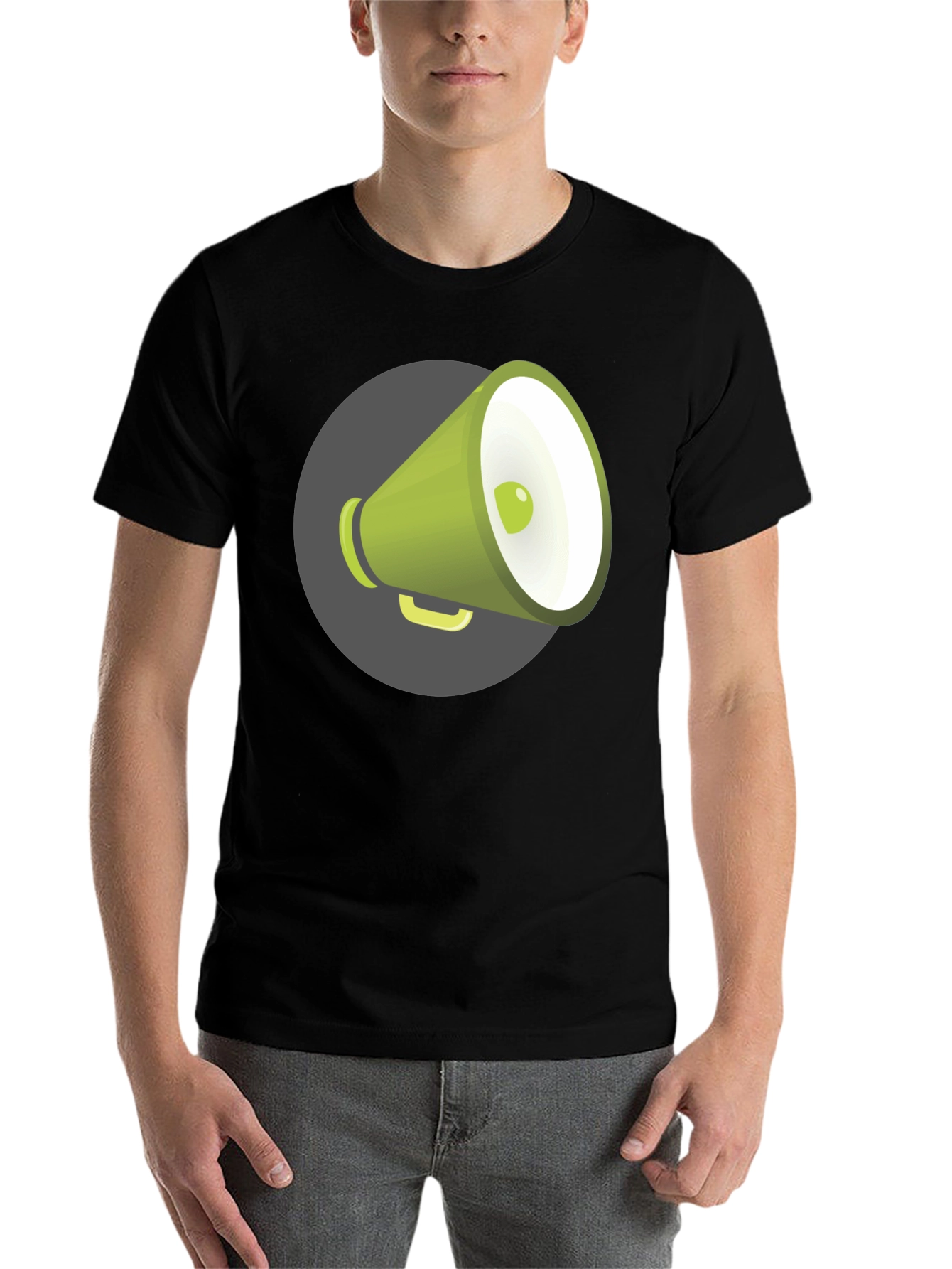 Black Megaphone Graphic Tee - Black Unisex T-Shirt view 7