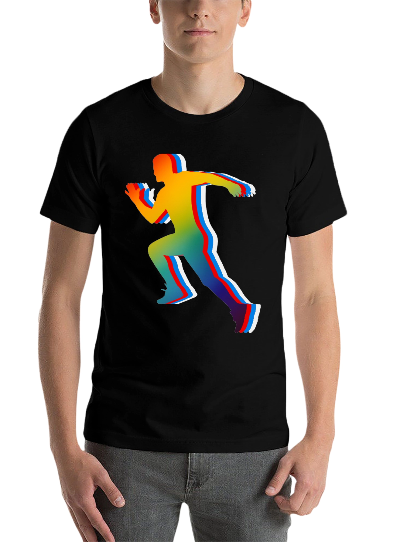 Black Runner Graphic Tee - Black Cotton Blend view 7