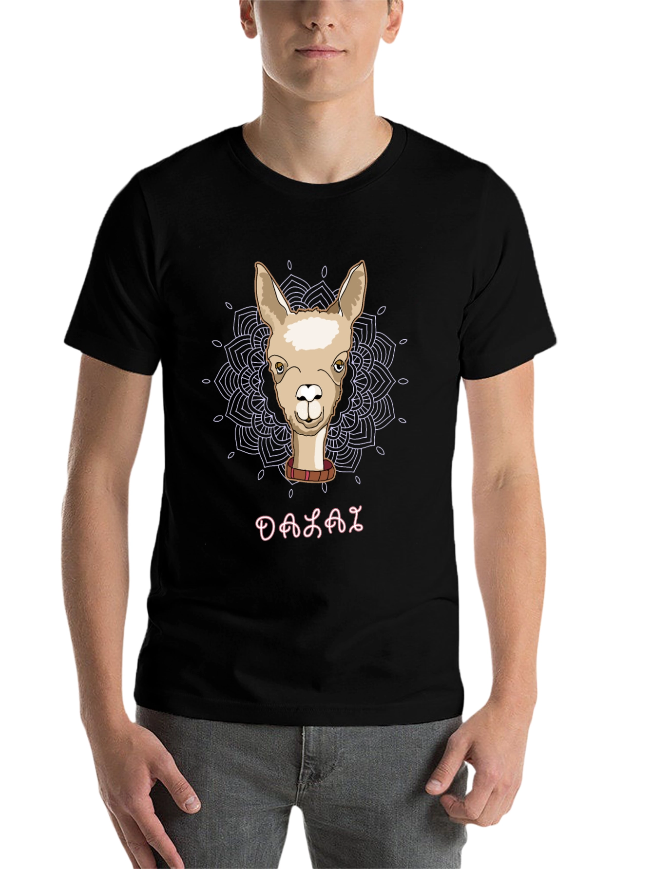 Black Llama Mandala Graphic T-Shirt - Unique Design view 7
