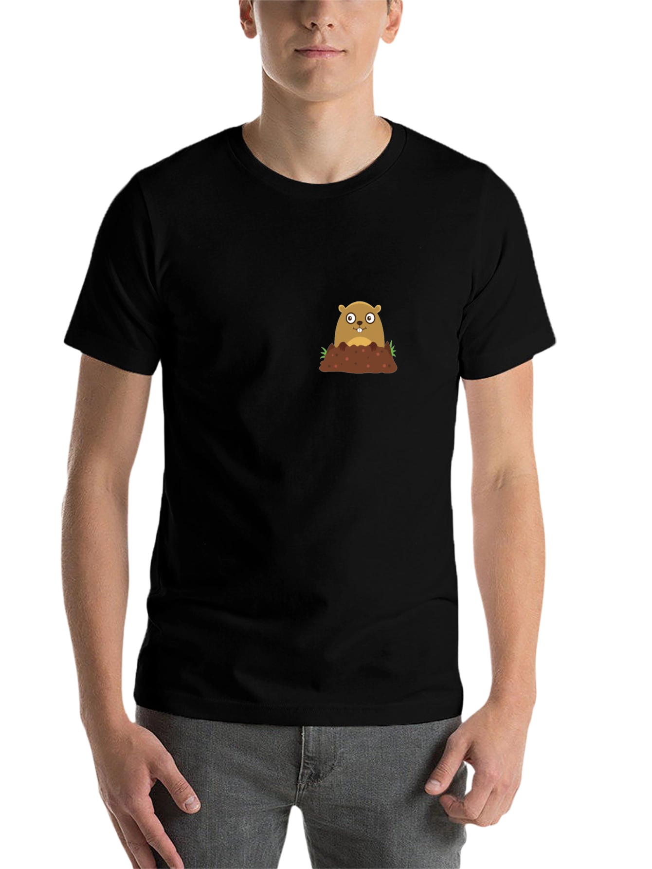Black Groundhog Day T-Shirt - Cute Mole Graphic Tee view 7