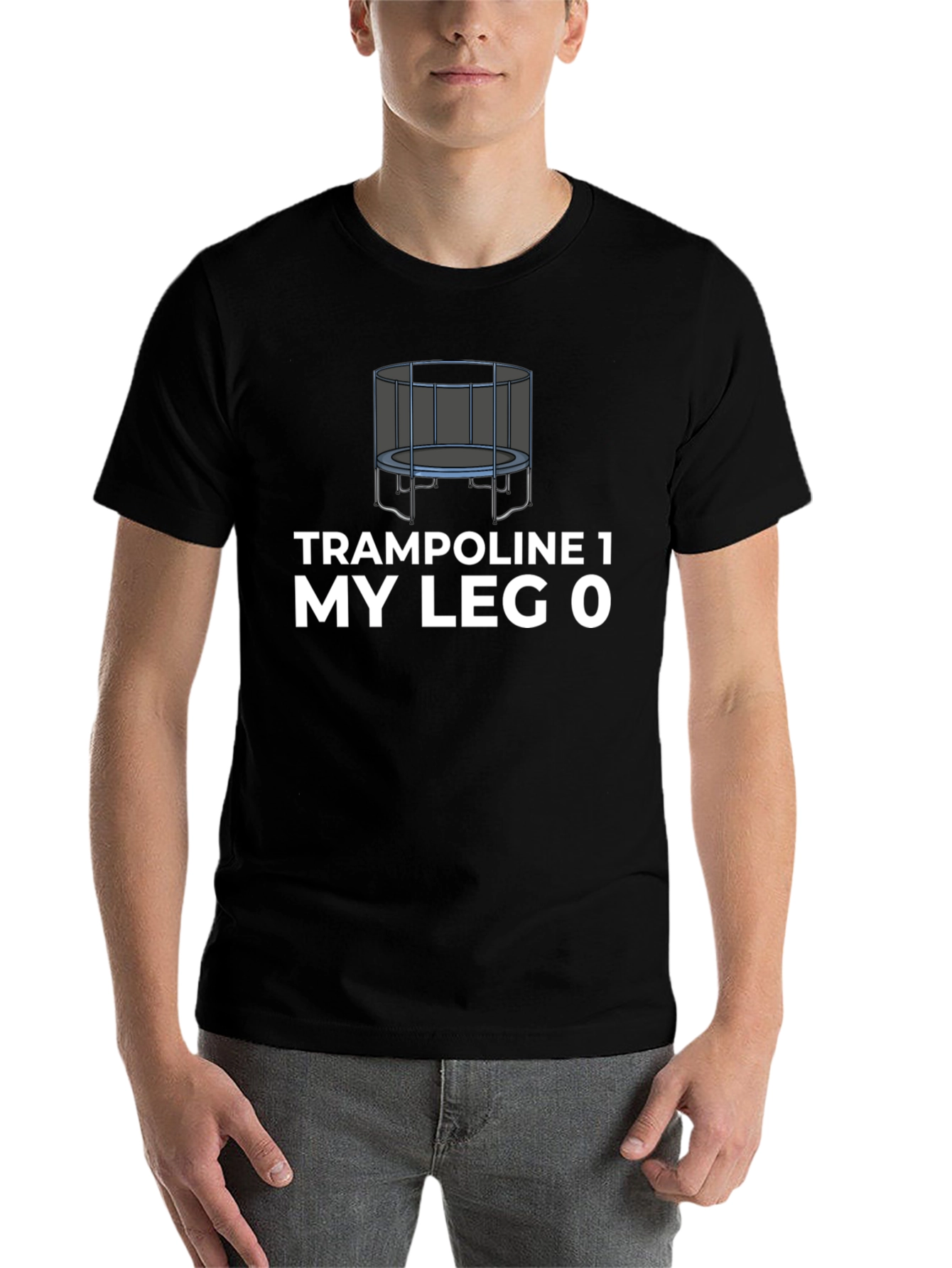 Black Trampoline Humor Graphic T-Shirt view 7