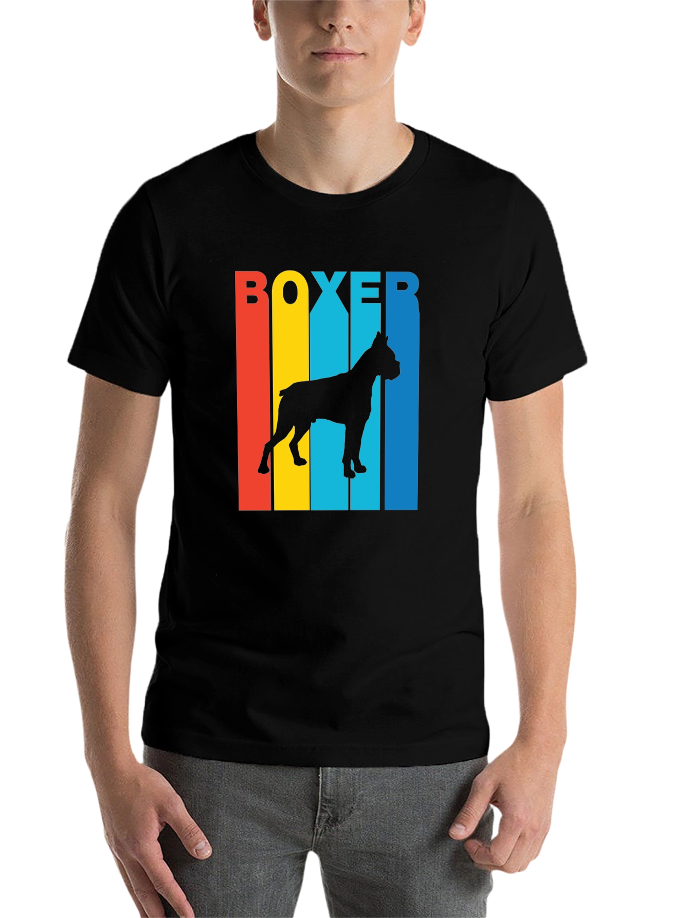 Black Boxer Dog Silhouette Graphic Tee view 7