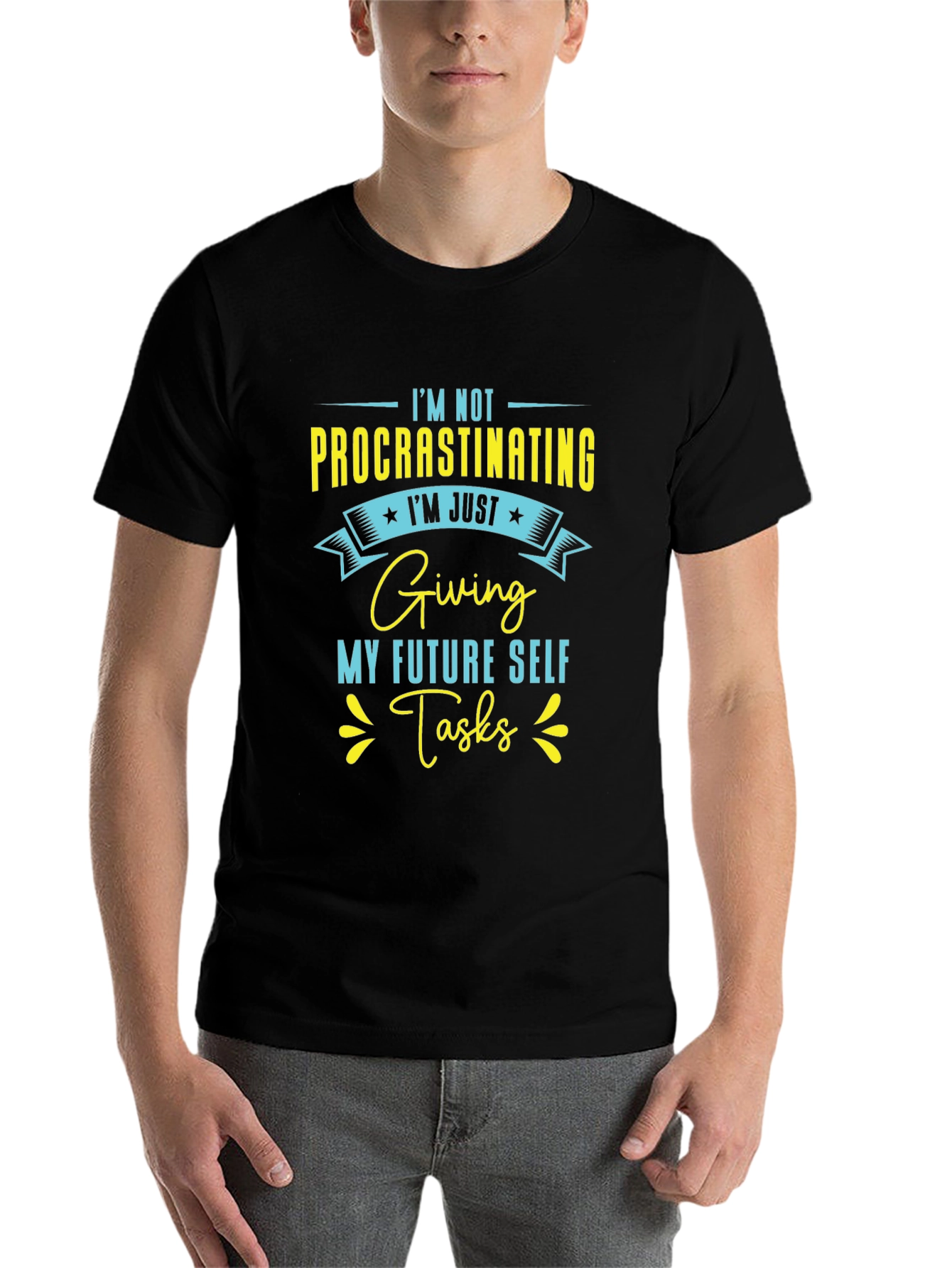 Black Funny "Procrastinating" Graphic T-Shirt view 7