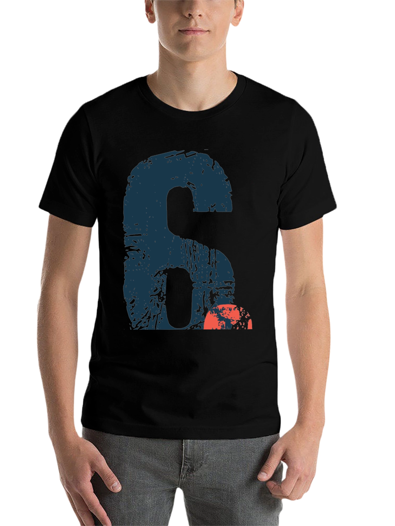 Black Graphic Number Six T-Shirt - Casual Wear view 7