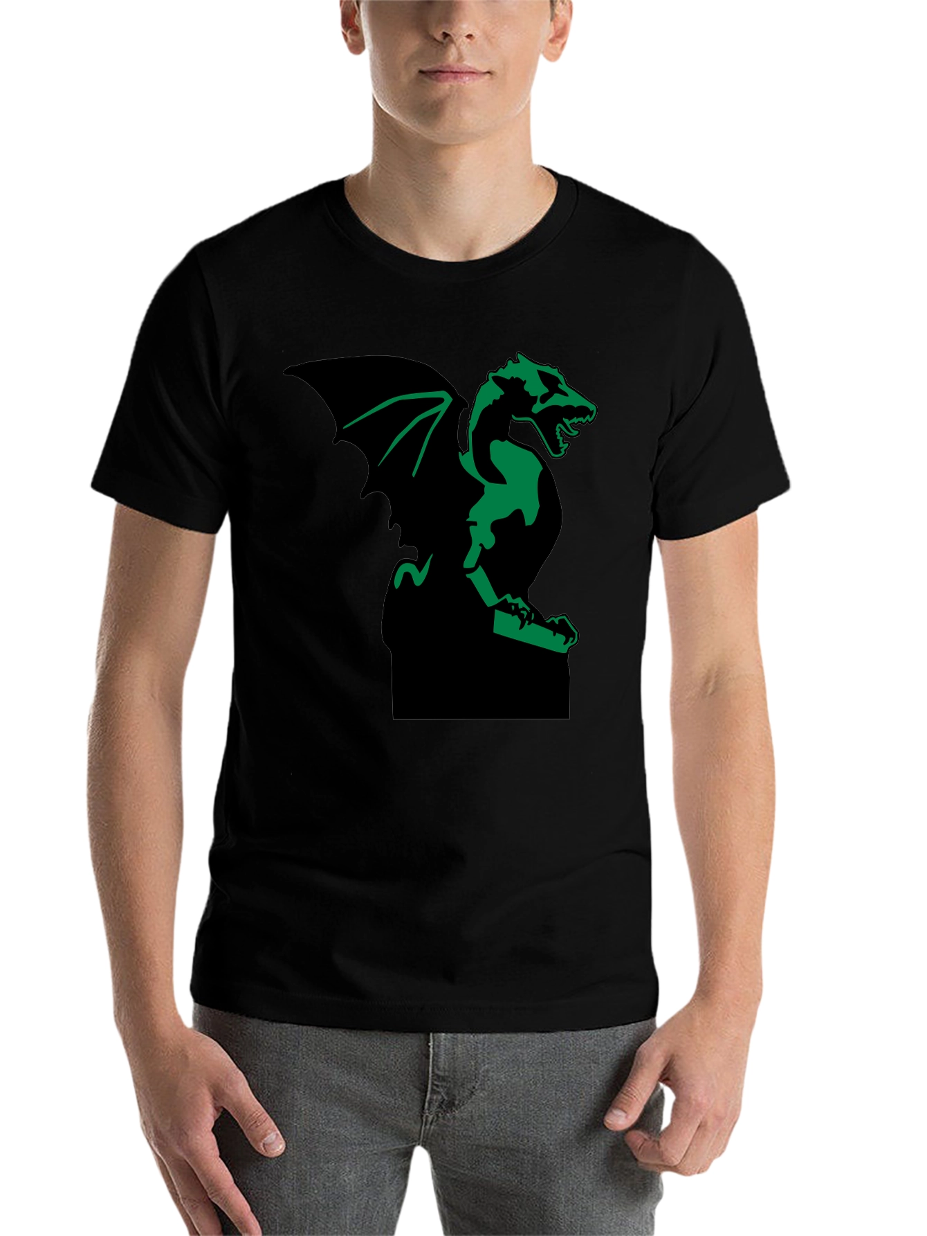 Black Green Gargoyle Graphic Black T-Shirt view 7