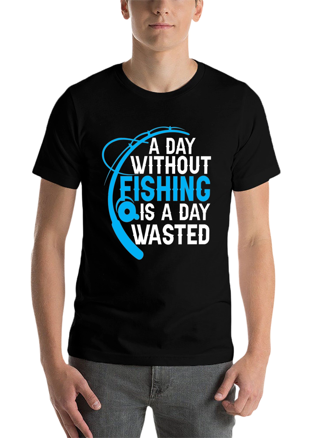 Black Fishing T-Shirt: A Day Without Fishing is a Day Wasted view 7