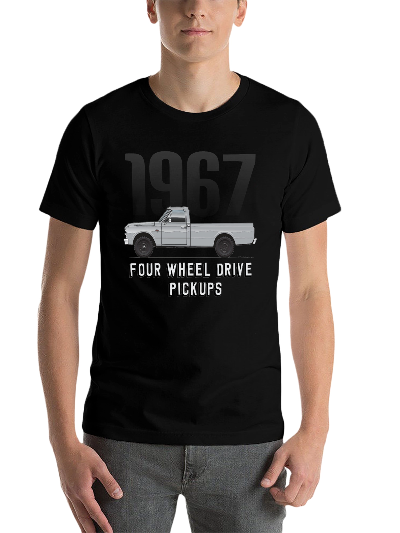 Black 1967 Four Wheel Drive Pickup Truck Graphic Tee view 7