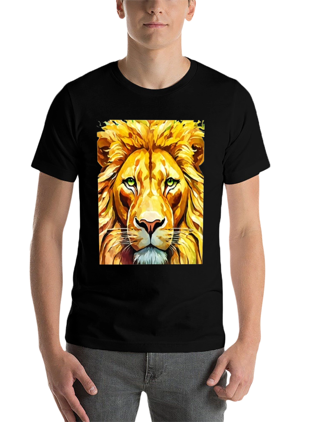 Black Lion Graphic T-Shirt - Bold Animal Print Tee view 7