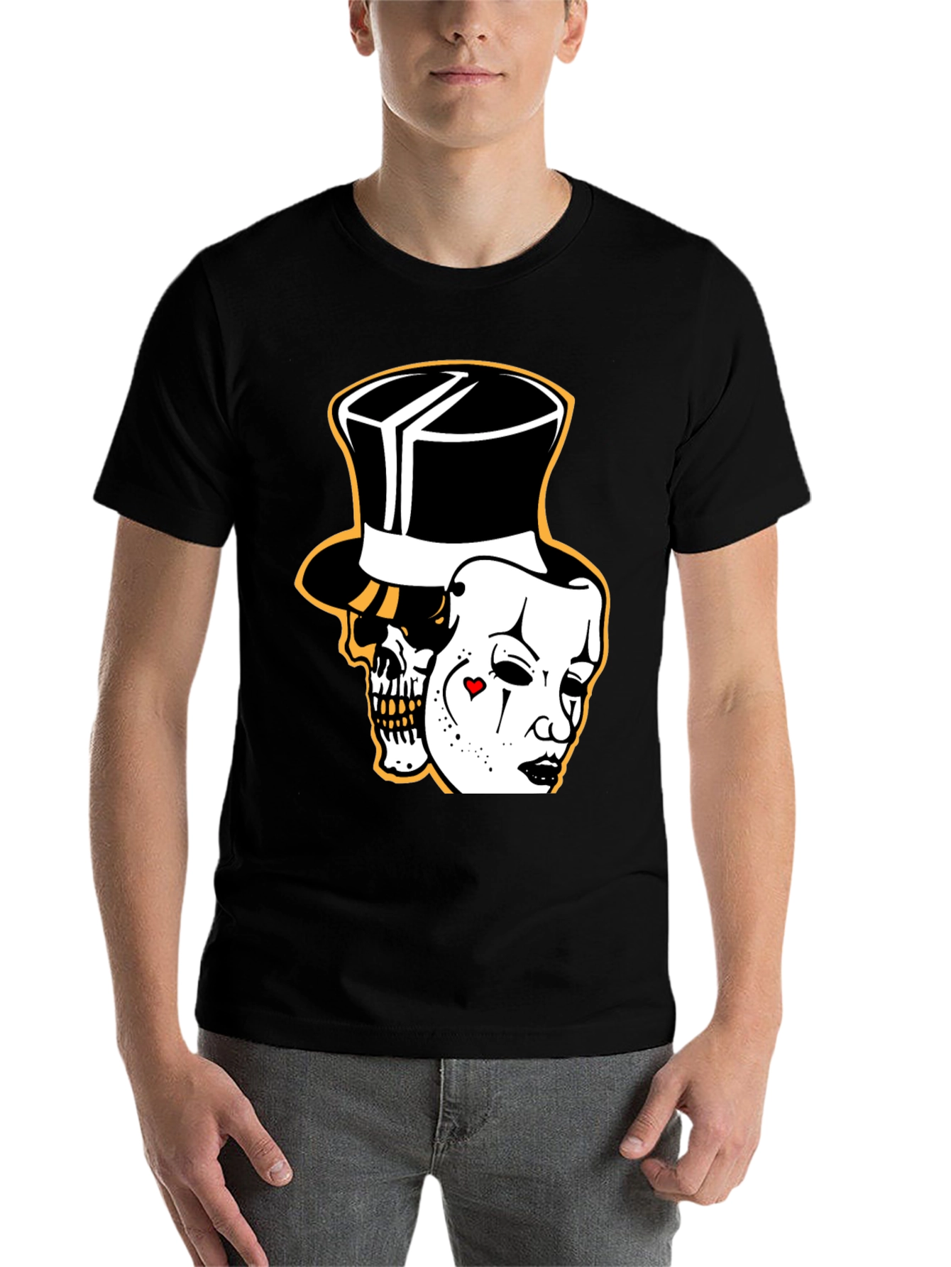 Black Skull & Mask Graphic Tee - Unique Design, Stylish Fit view 7