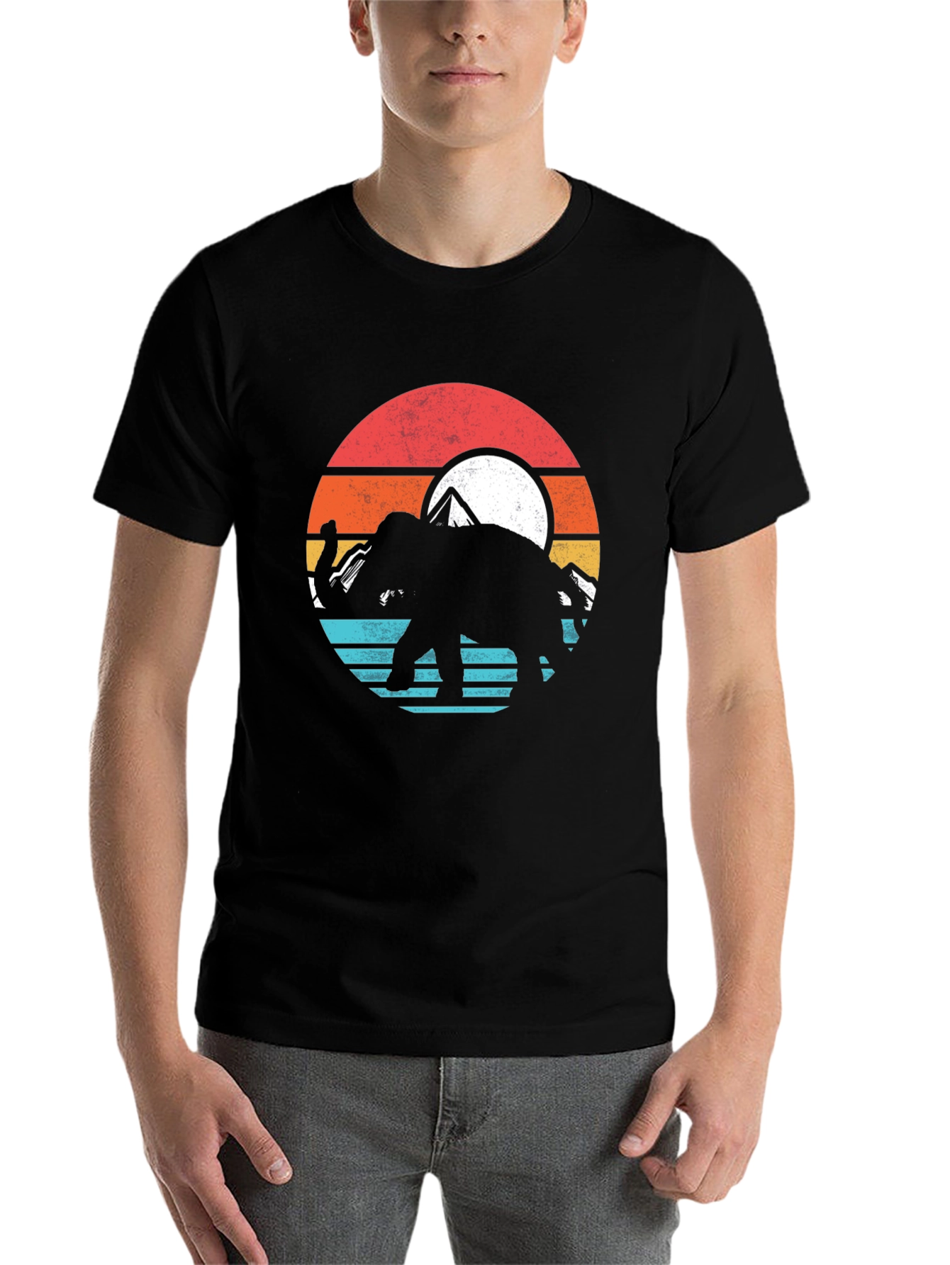 Black Elephant Sunset Graphic Tee - Nature T-Shirt view 7