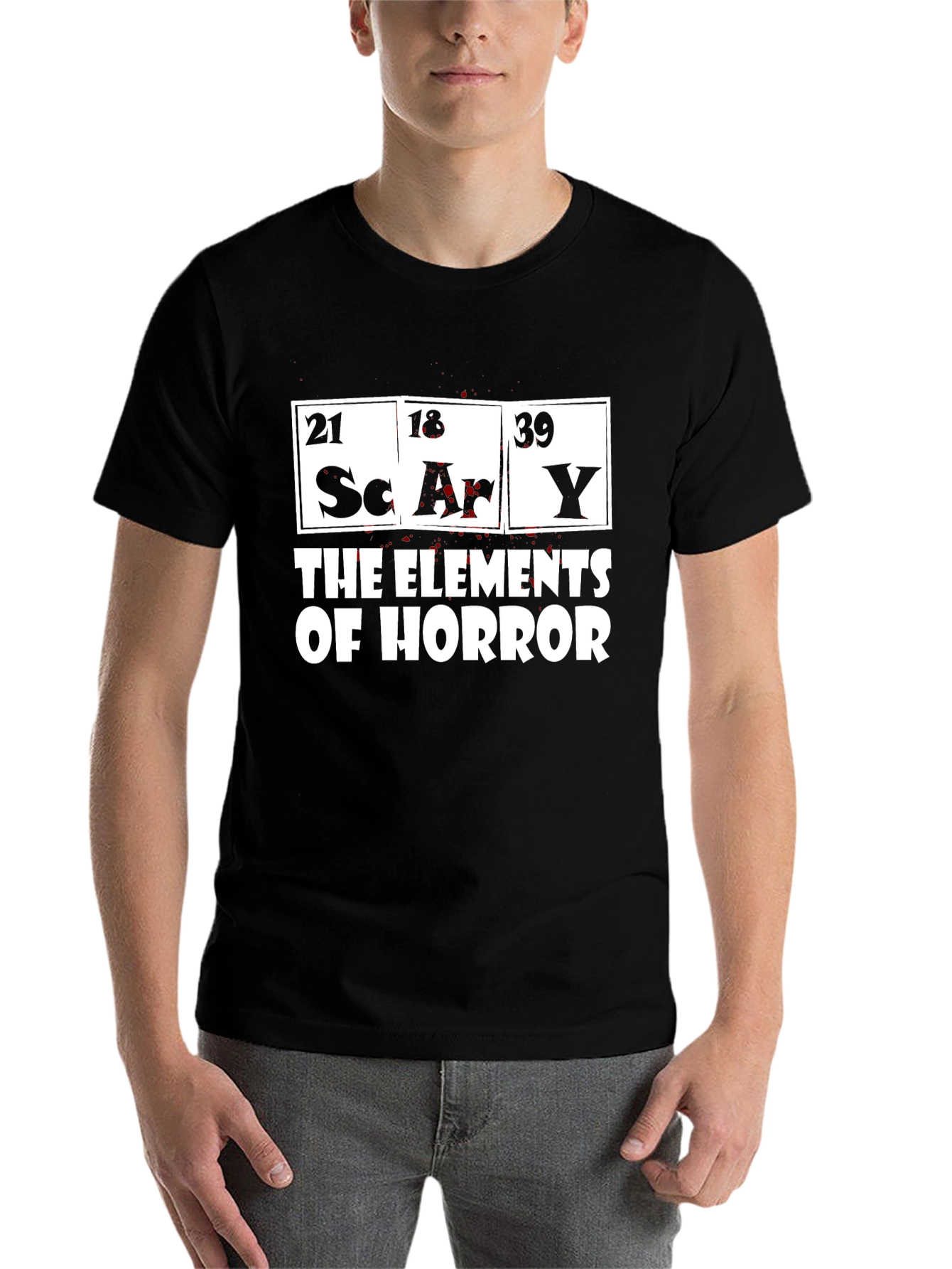 Black Scary Elements of Horror Graphic T-Shirt view 7