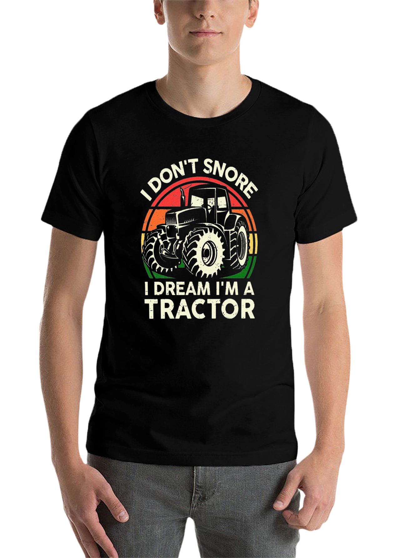 Black I Don't Snore, I Dream I'm A Tractor T-Shirt view 7