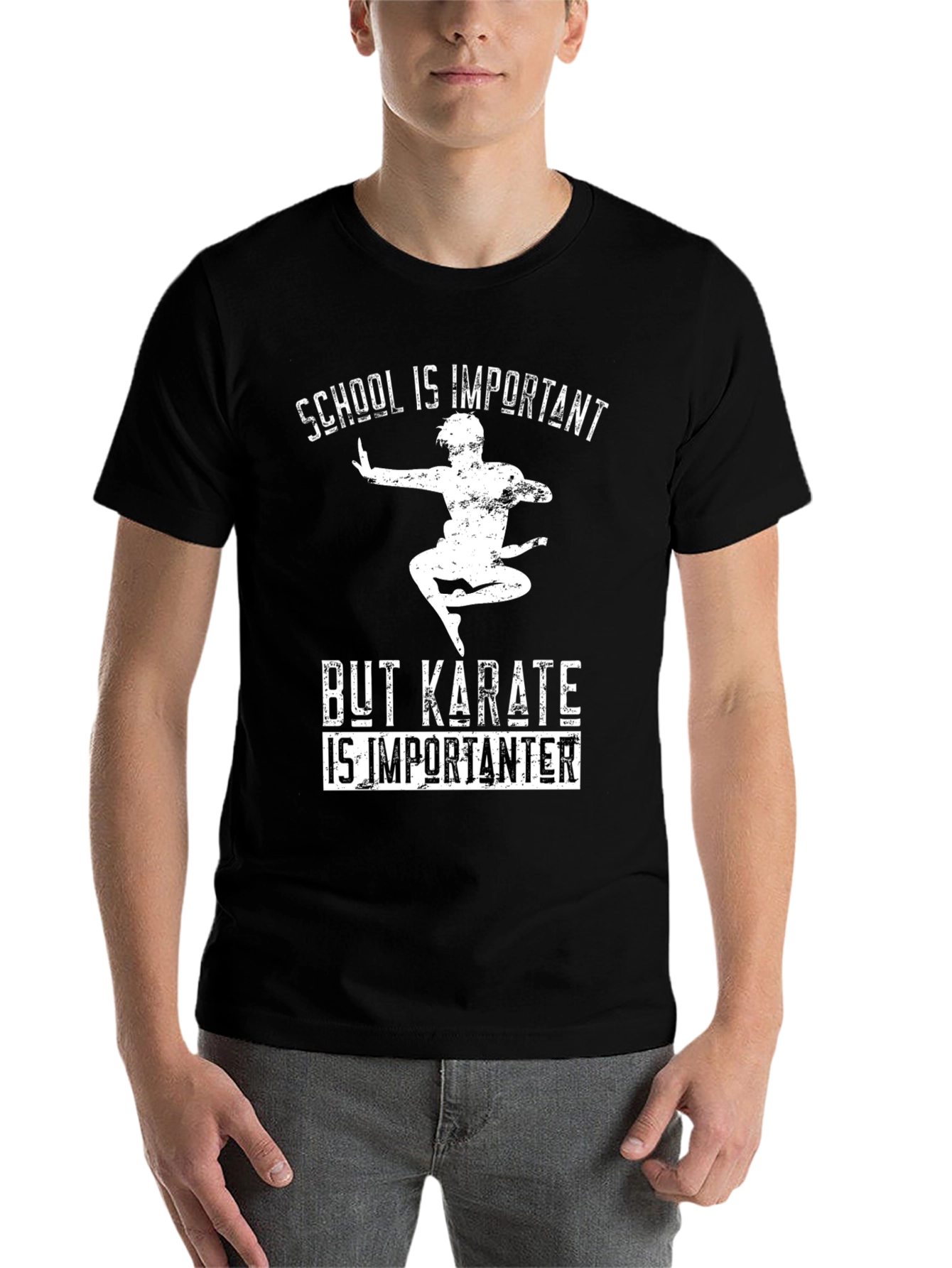 Black Karate Is Importanter T-Shirt - School Humor Tee view 7