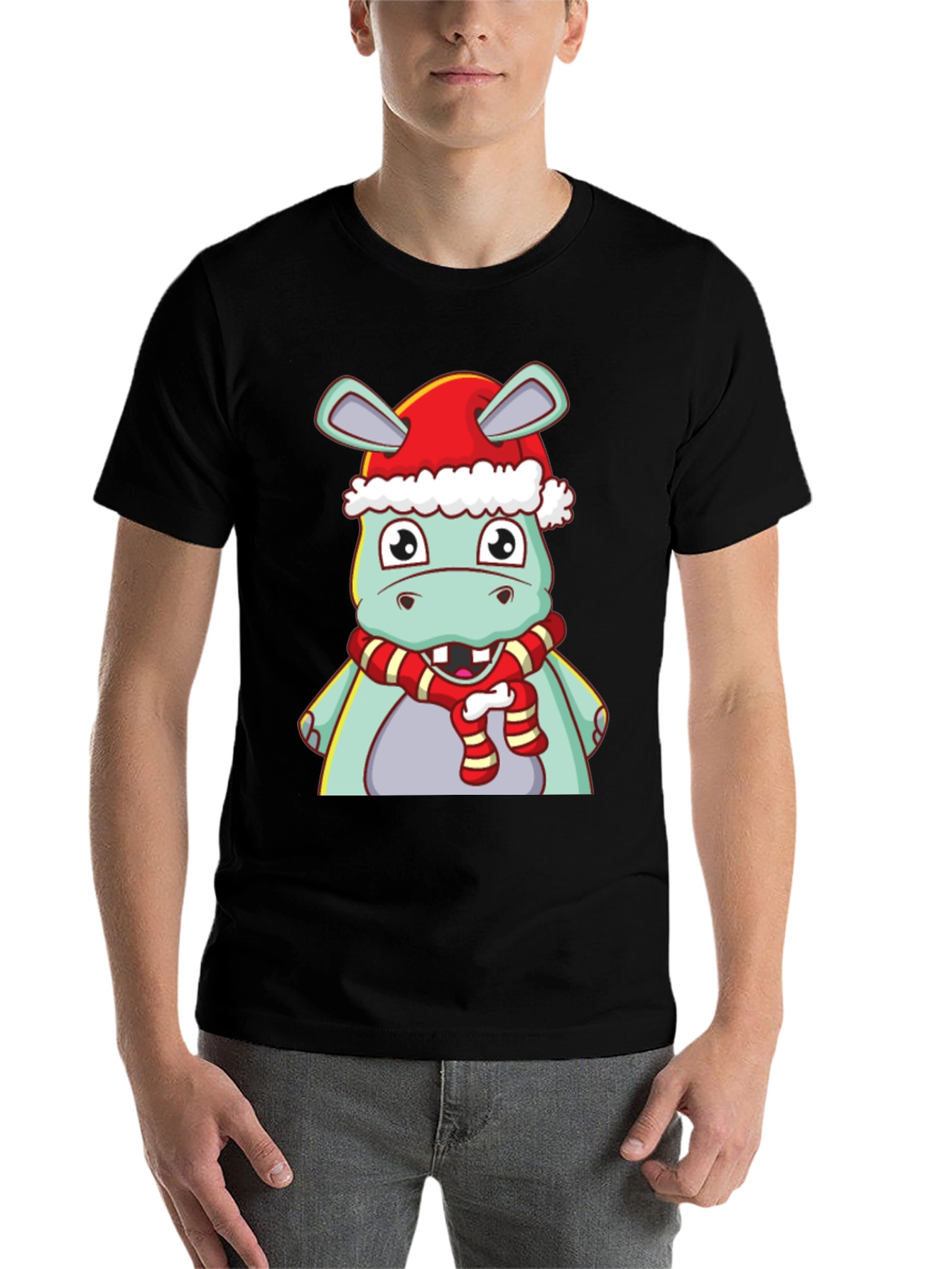Black Festive Hippo T-Shirt view 7