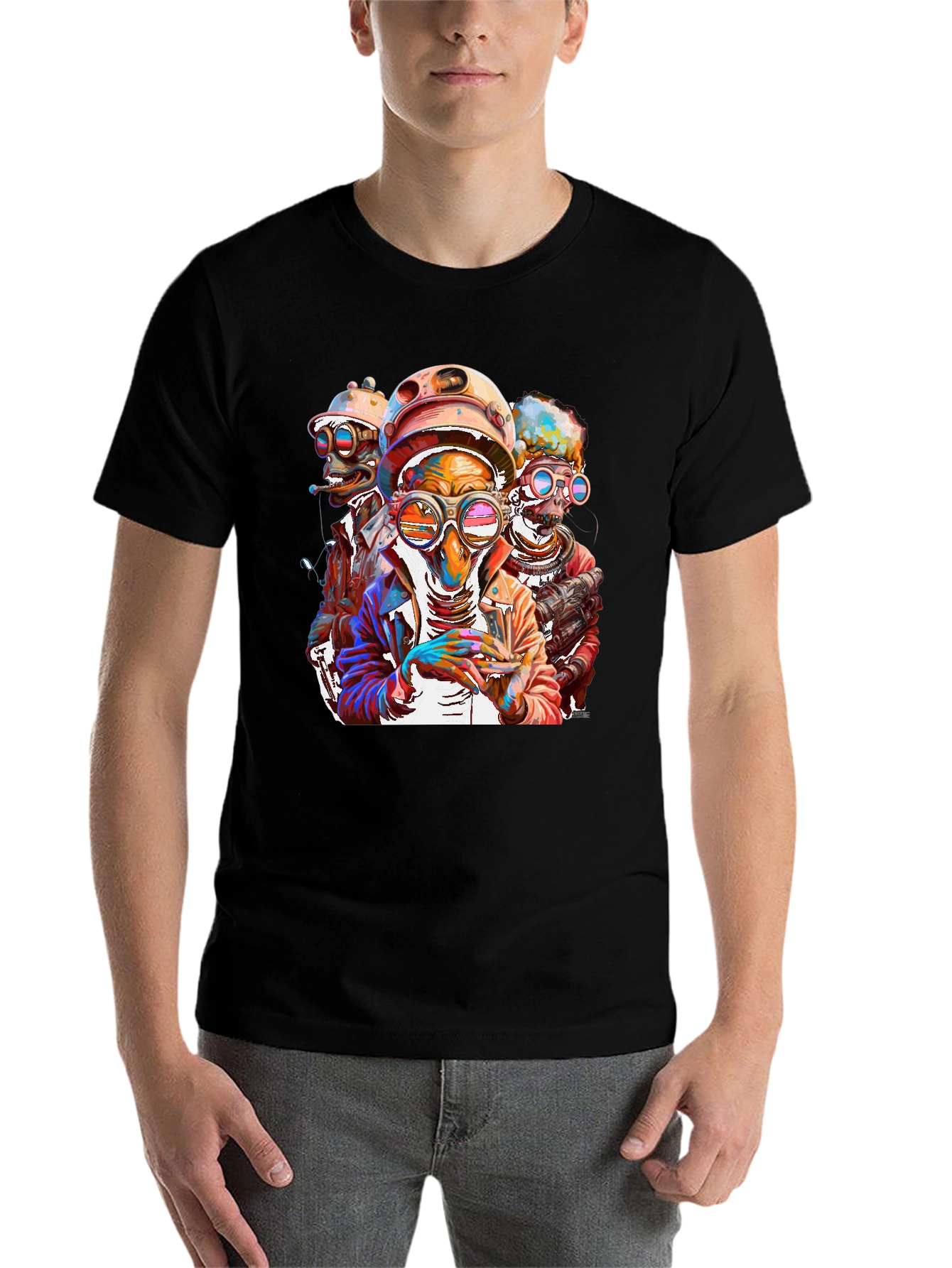 Black Steampunk Crew Graphic Tee - Bold & Unique Design view 7