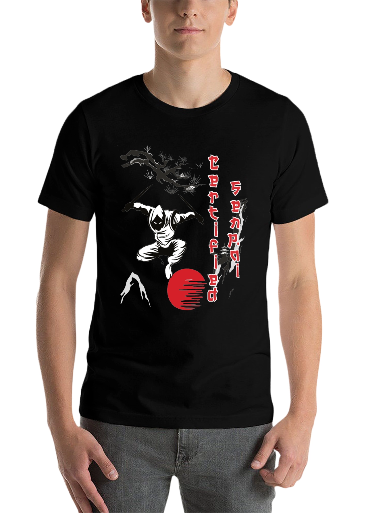 Black Samurai Certified Ninja Graphic T-Shirt view 7