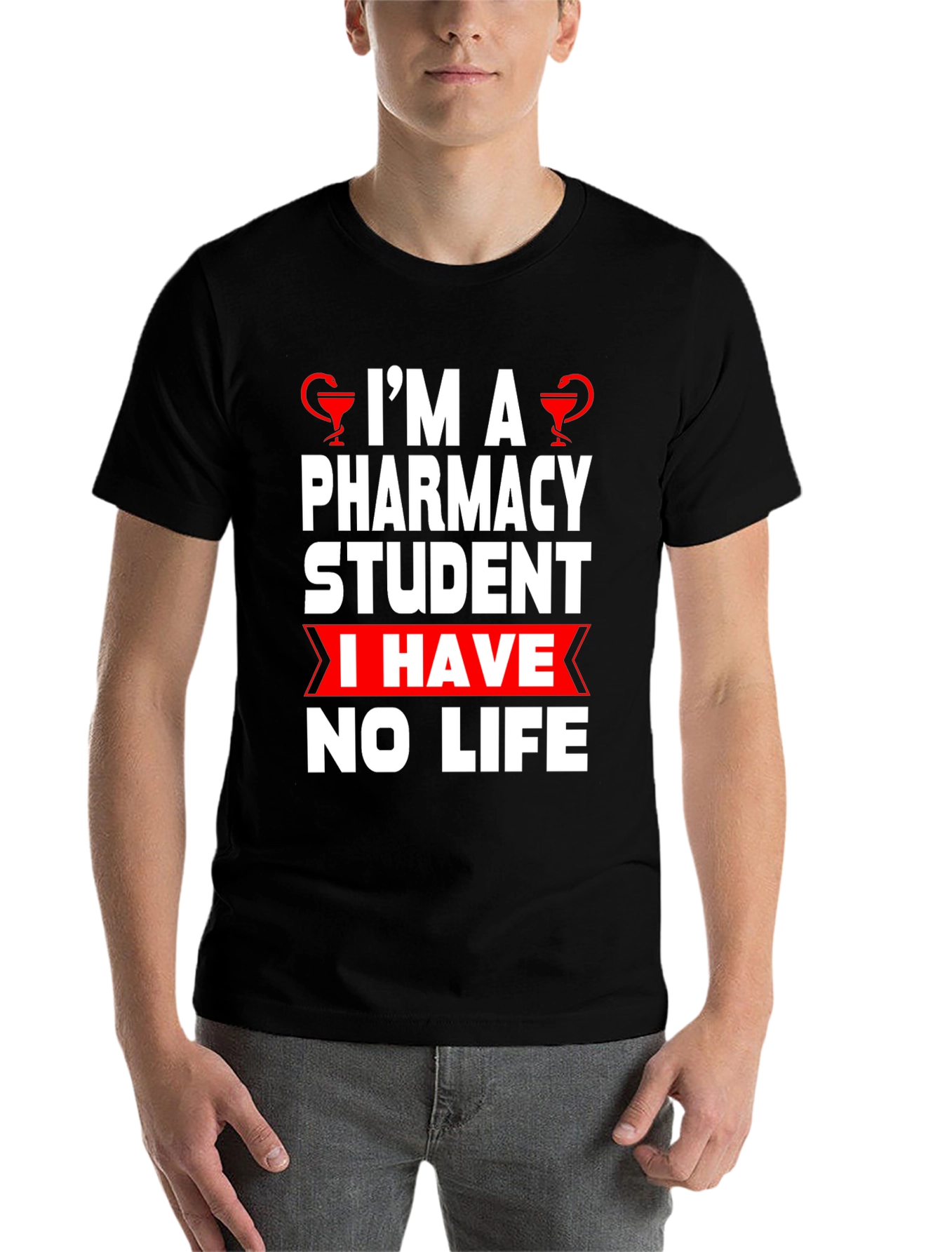 Black Pharmacy Student Humor T-Shirt - No Life! view 7