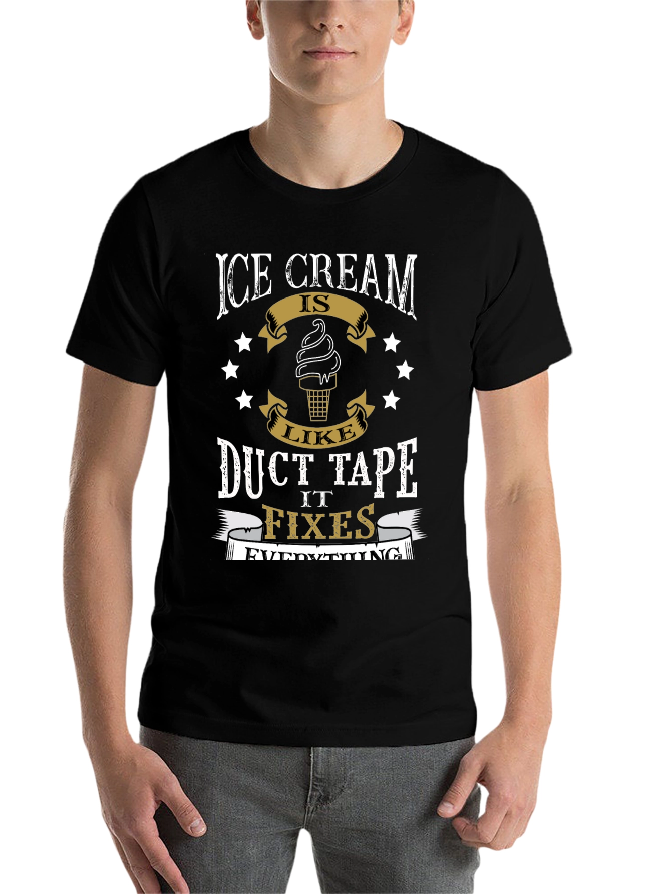 Black Ice Cream & Duct Tape Humor T-Shirt view 7
