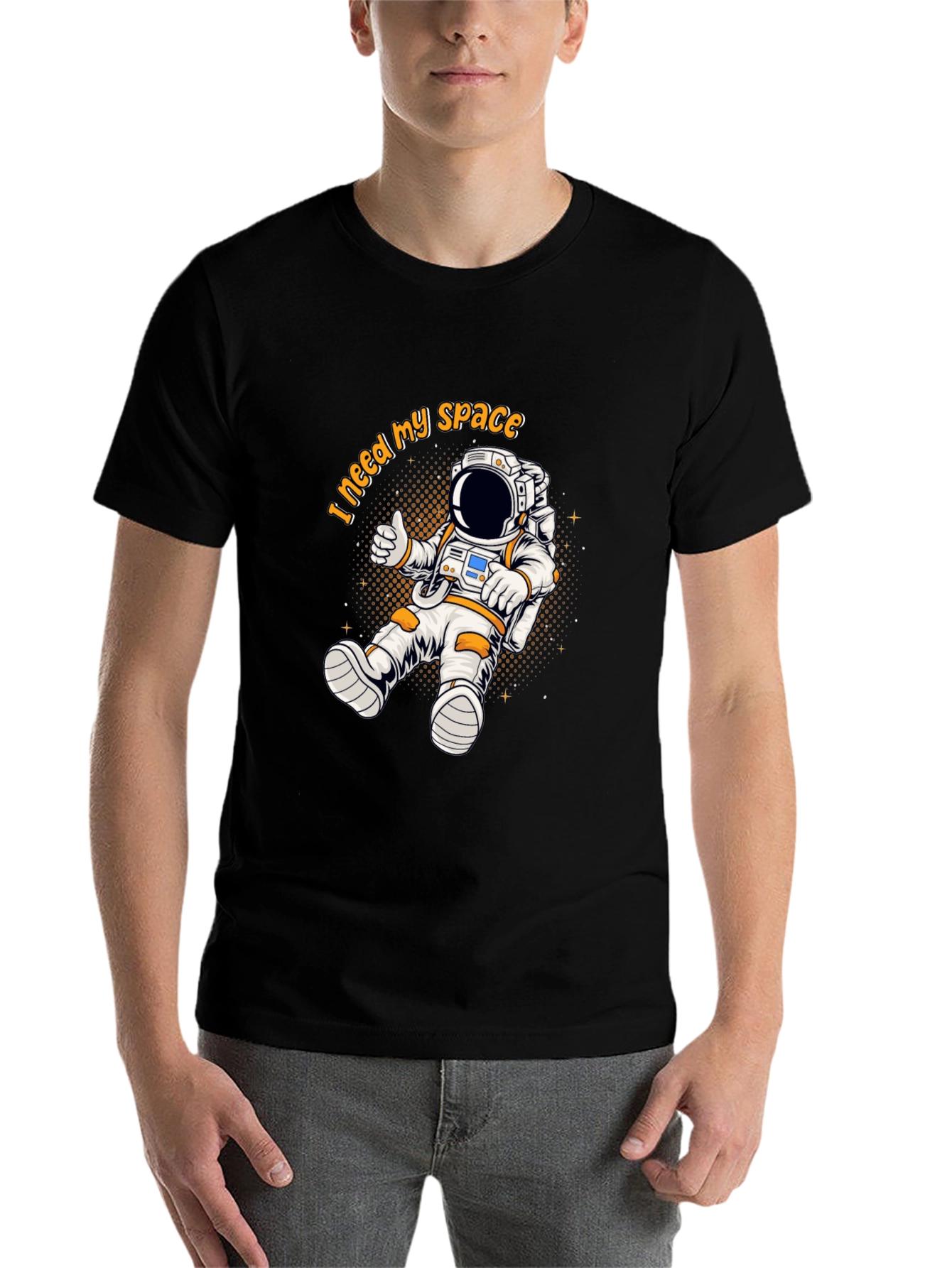 Black I Need My Space Astronaut Graphic T-Shirt view 7