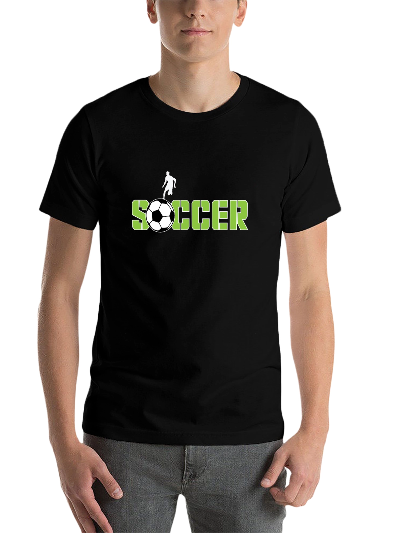 Black Soccer Graphic T-Shirt - Black Cotton Tee view 7