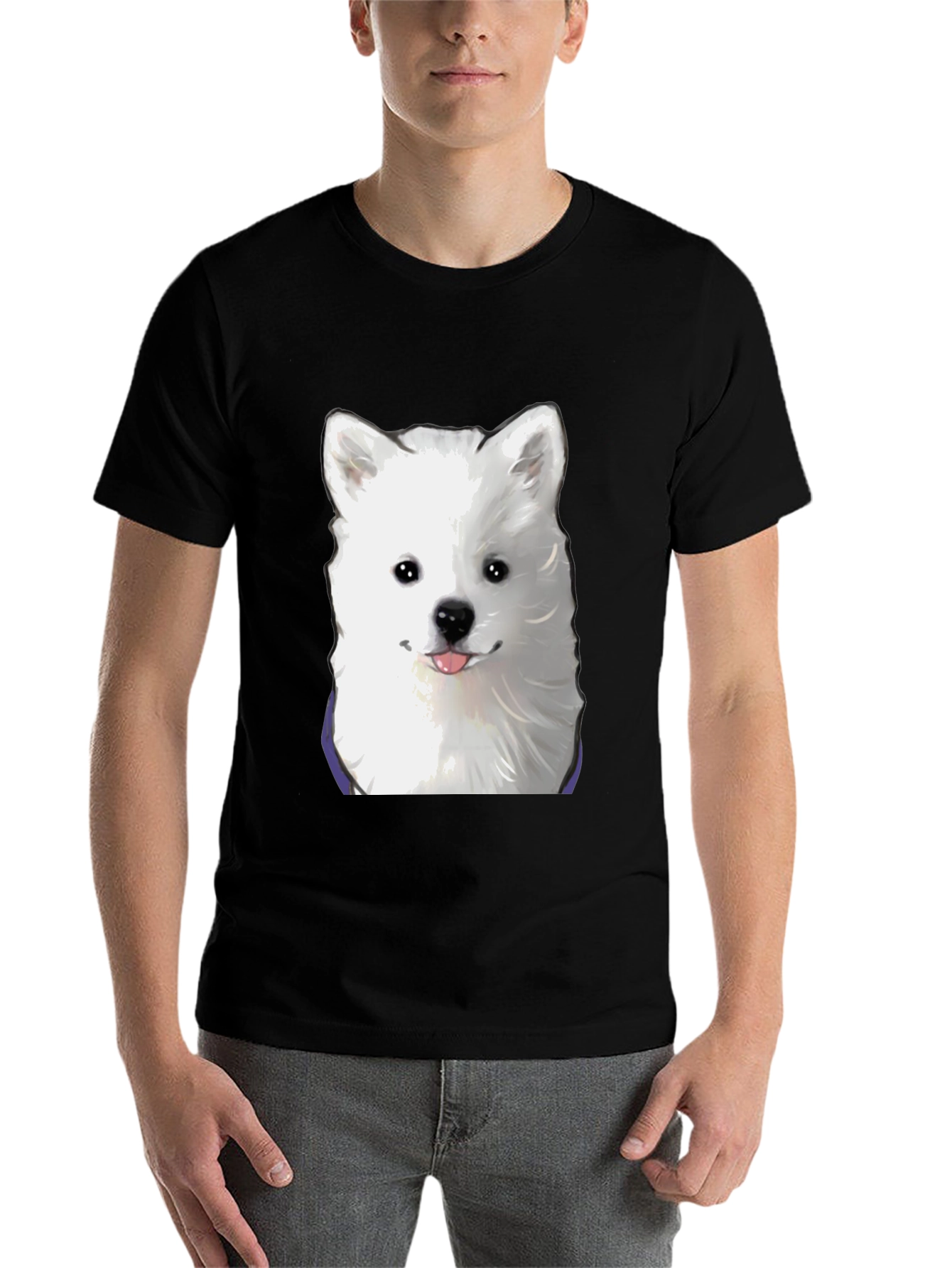 Black Cute Dog Graphic Black T-Shirt view 7