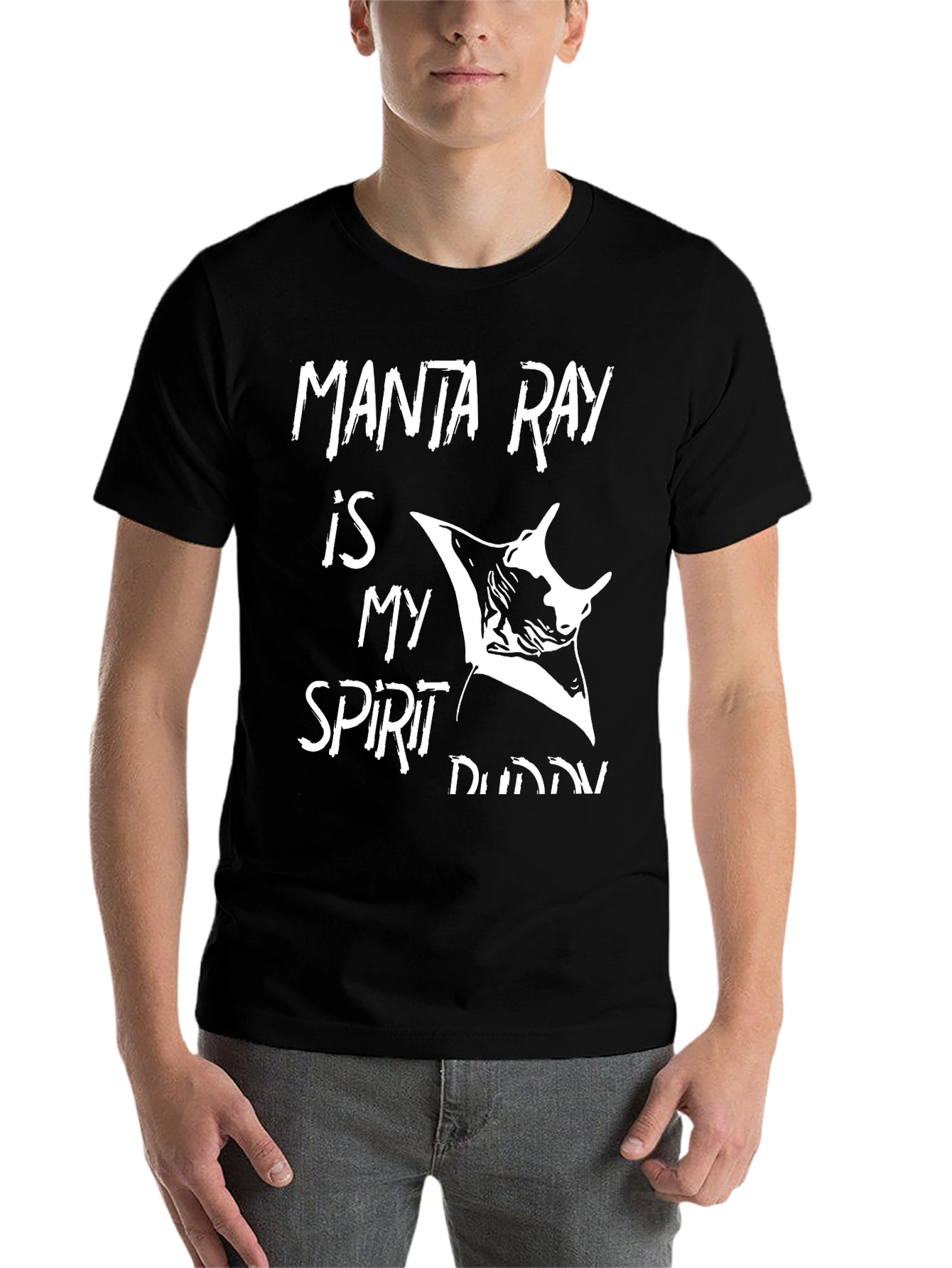 Black Manta Ray Spirit Buddy Graphic Tee view 7