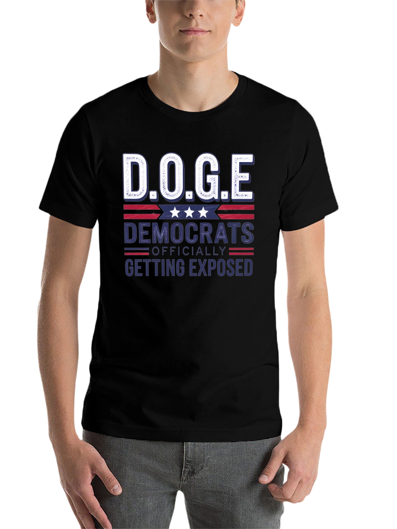 Black D.O.G.E. Democrats Exposed T-Shirt view 7