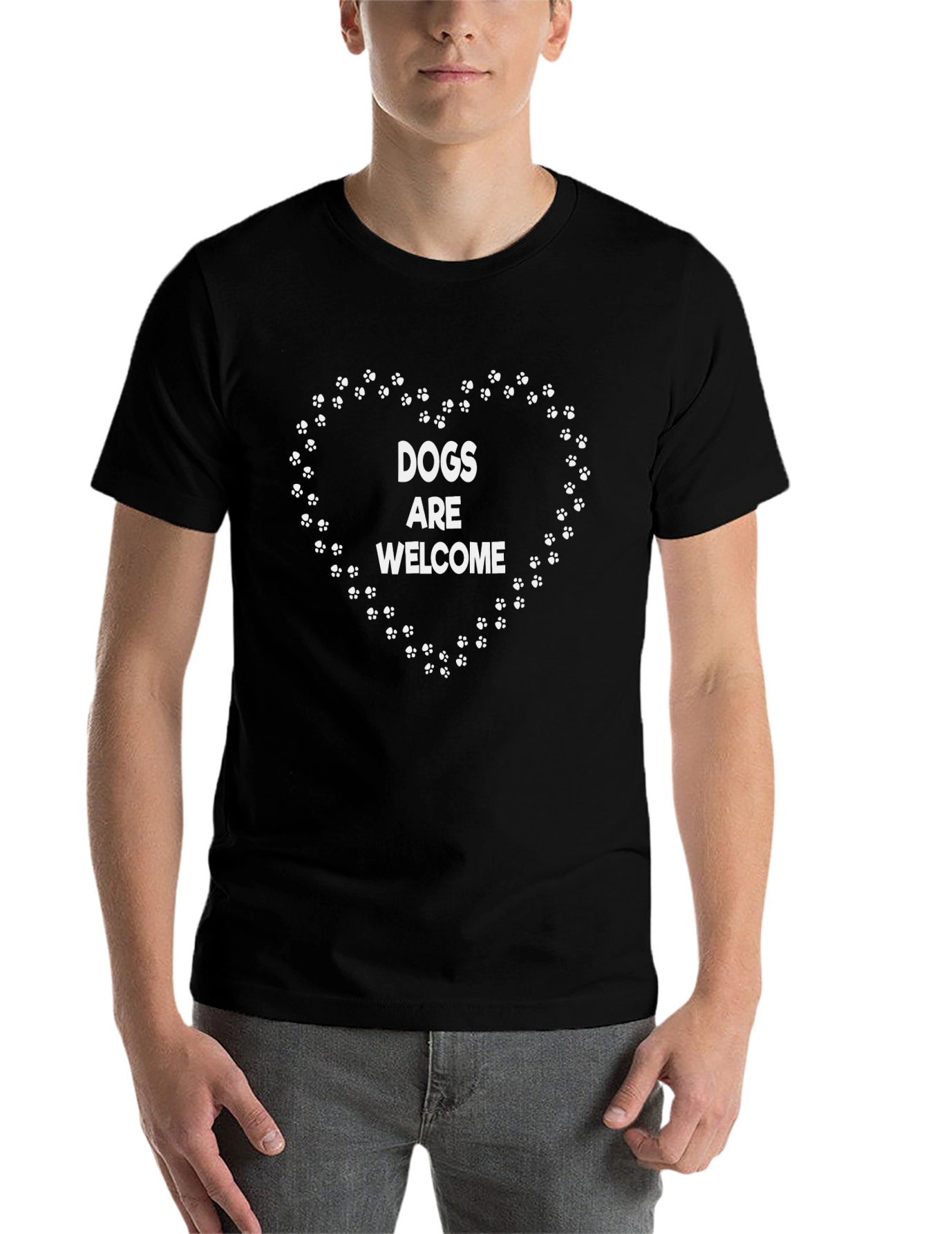 Dogs Welcome Heart Paw Print Tee - 7