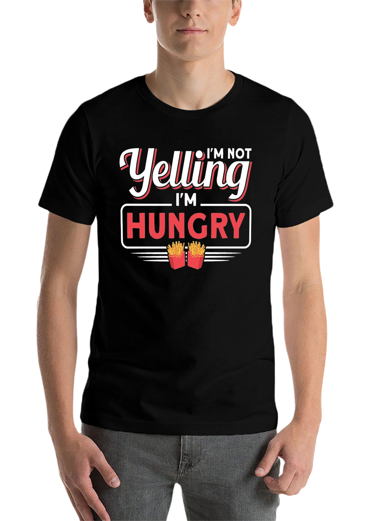 Black I'm Not Yelling I'm Hungry T-Shirt view 7