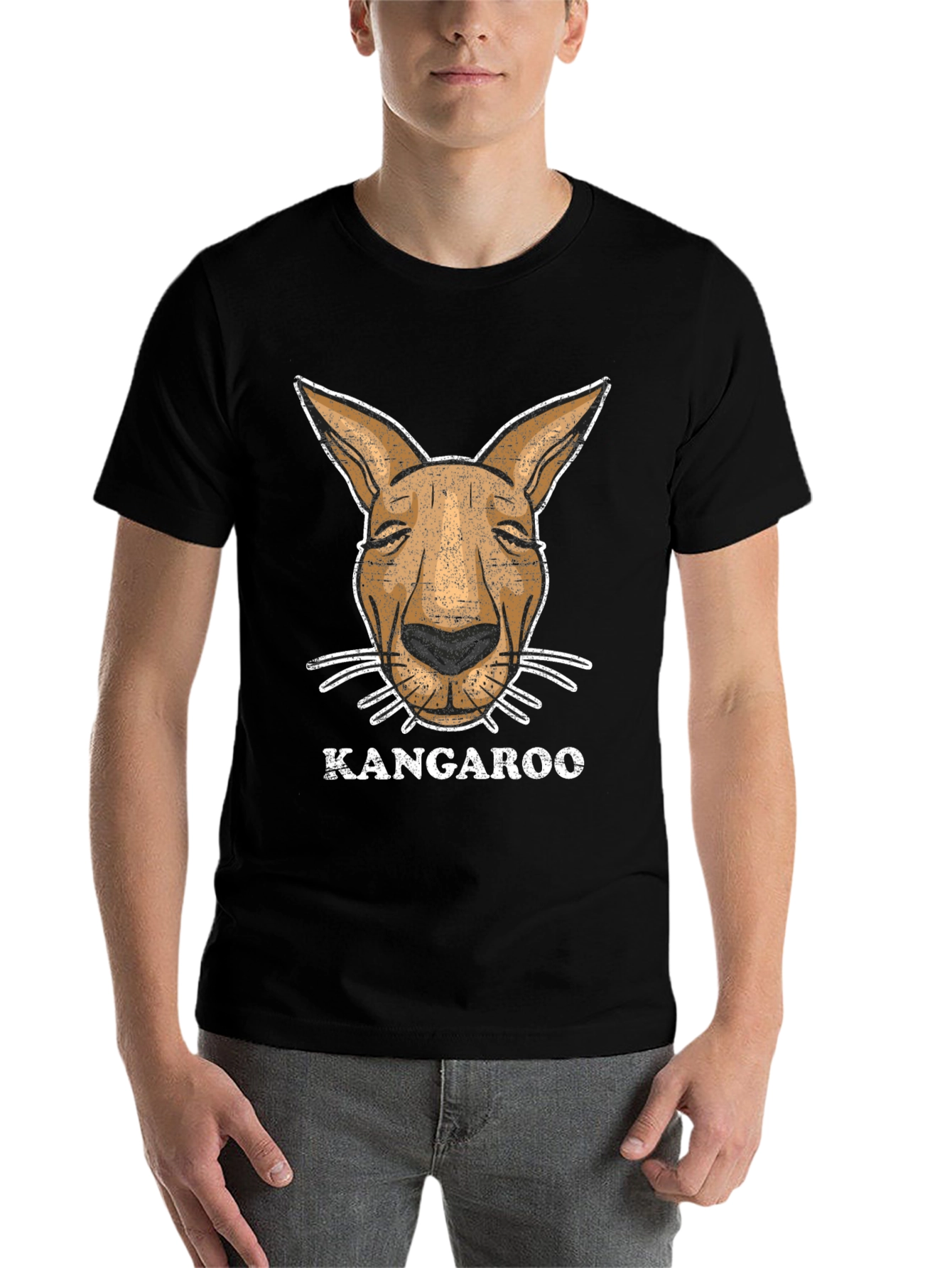 Black Kangaroo Graphic Tee - Novelty Animal Design view 7