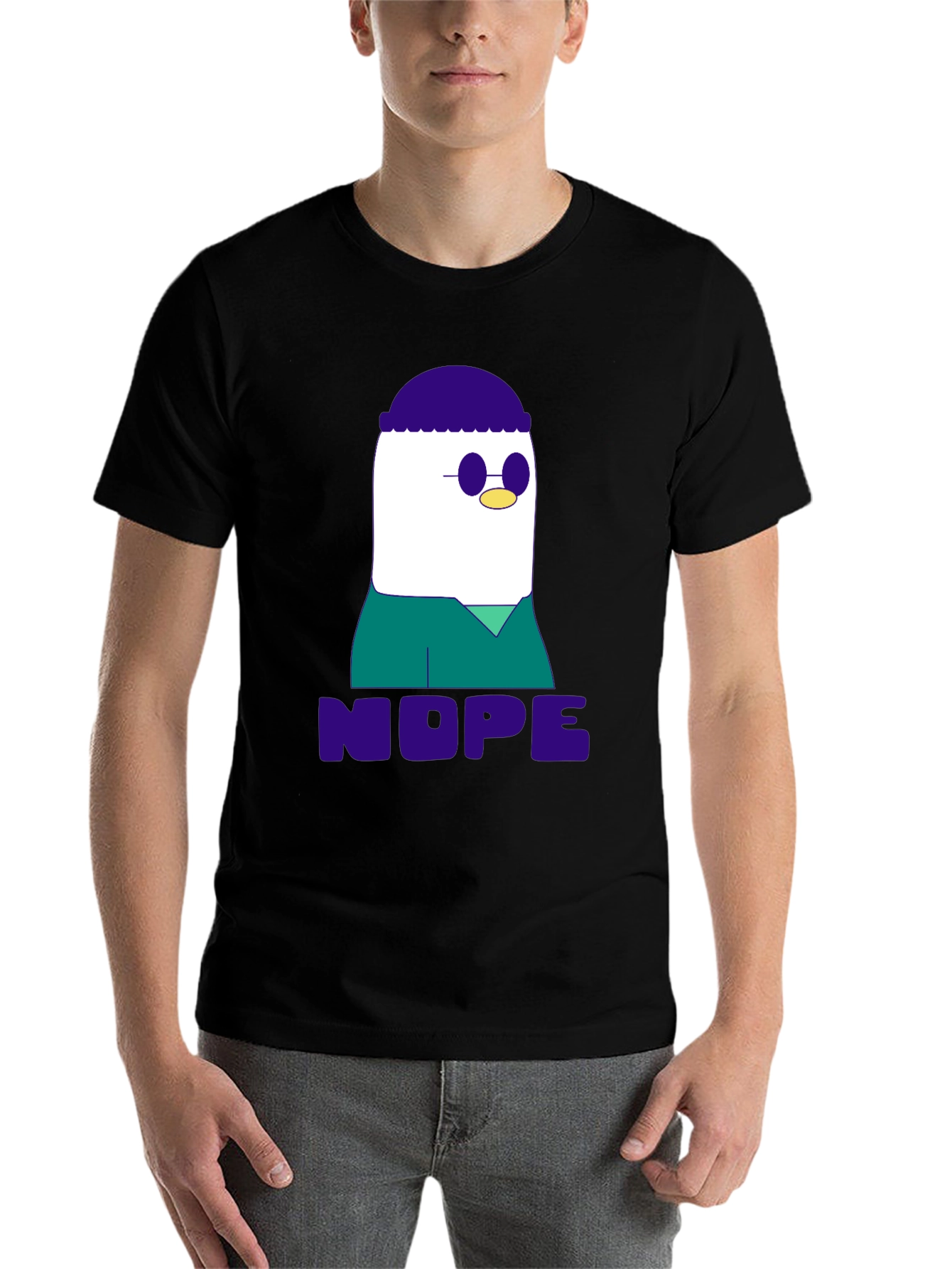 Black Nope T-Shirt - Funny Cartoon Graphic Tee view 7