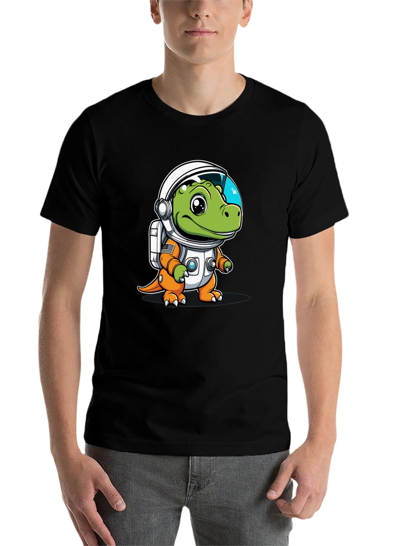Black Dino Astronaut Black Graphic Tee view 7