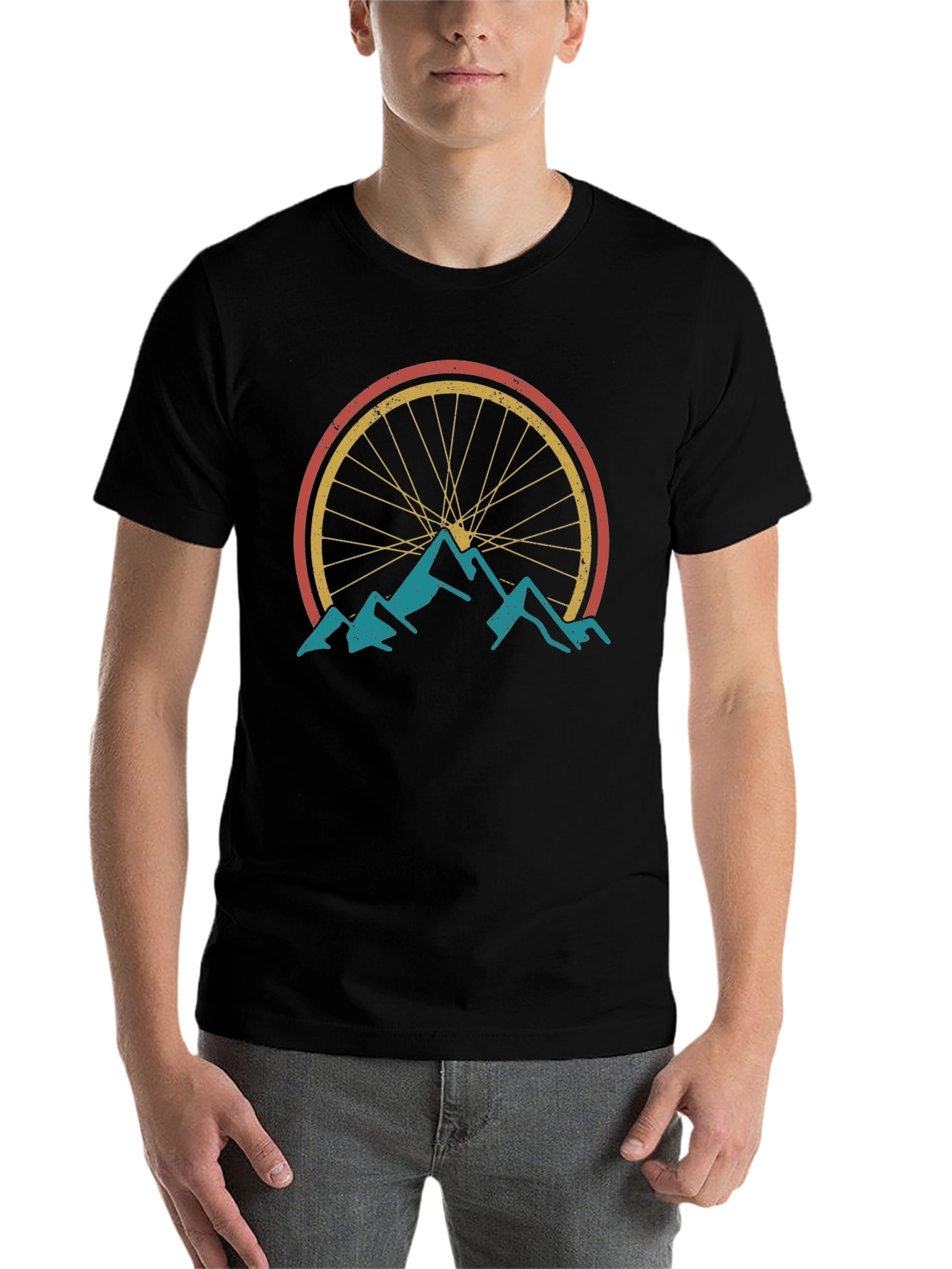 Black Mountain Bike Graphic Tee - Vintage Style view 7
