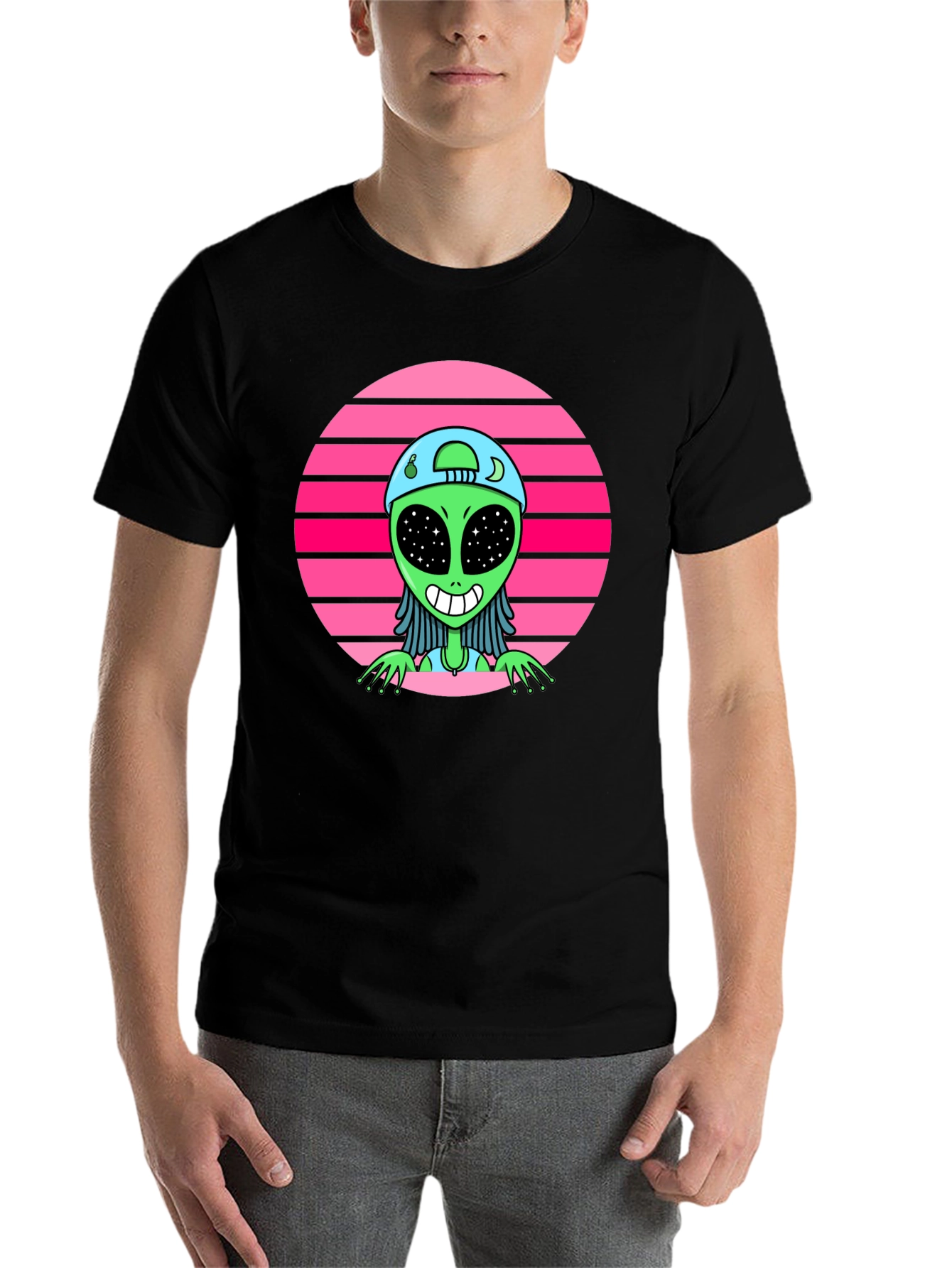 Black Retro Alien Graphic Tee view 7