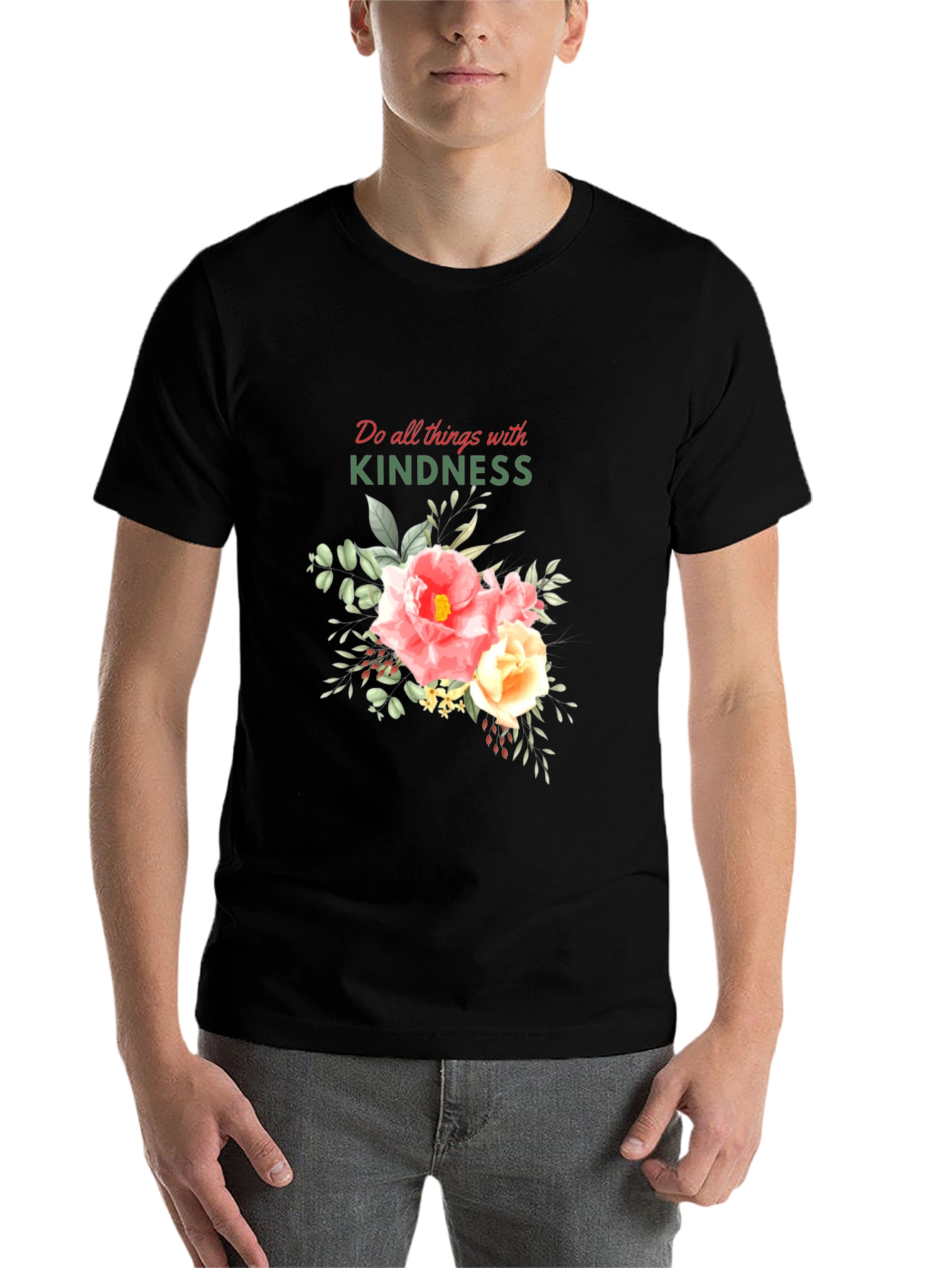 Black Kindness Floral Graphic T-Shirt view 7