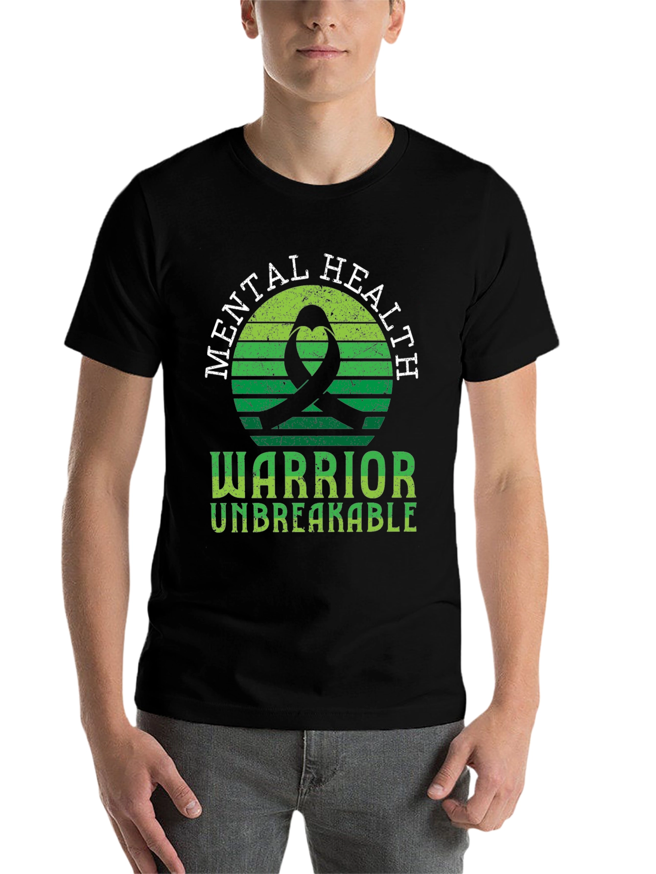 Black Mental Health Warrior T-Shirt Unbreakable Ribbon view 7