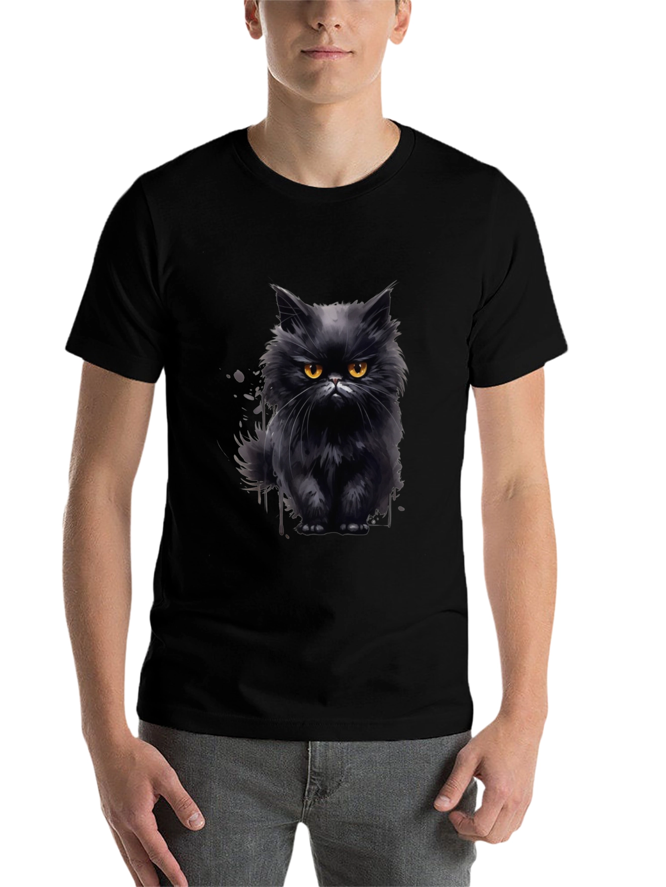 Black Black Cat Graphic T-Shirt - Men's Fashion view 7