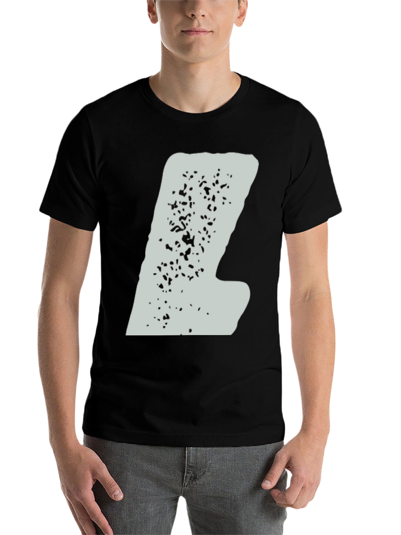 Black Abstract Graphic Print Tee - Men's Black T-Shirt view 7