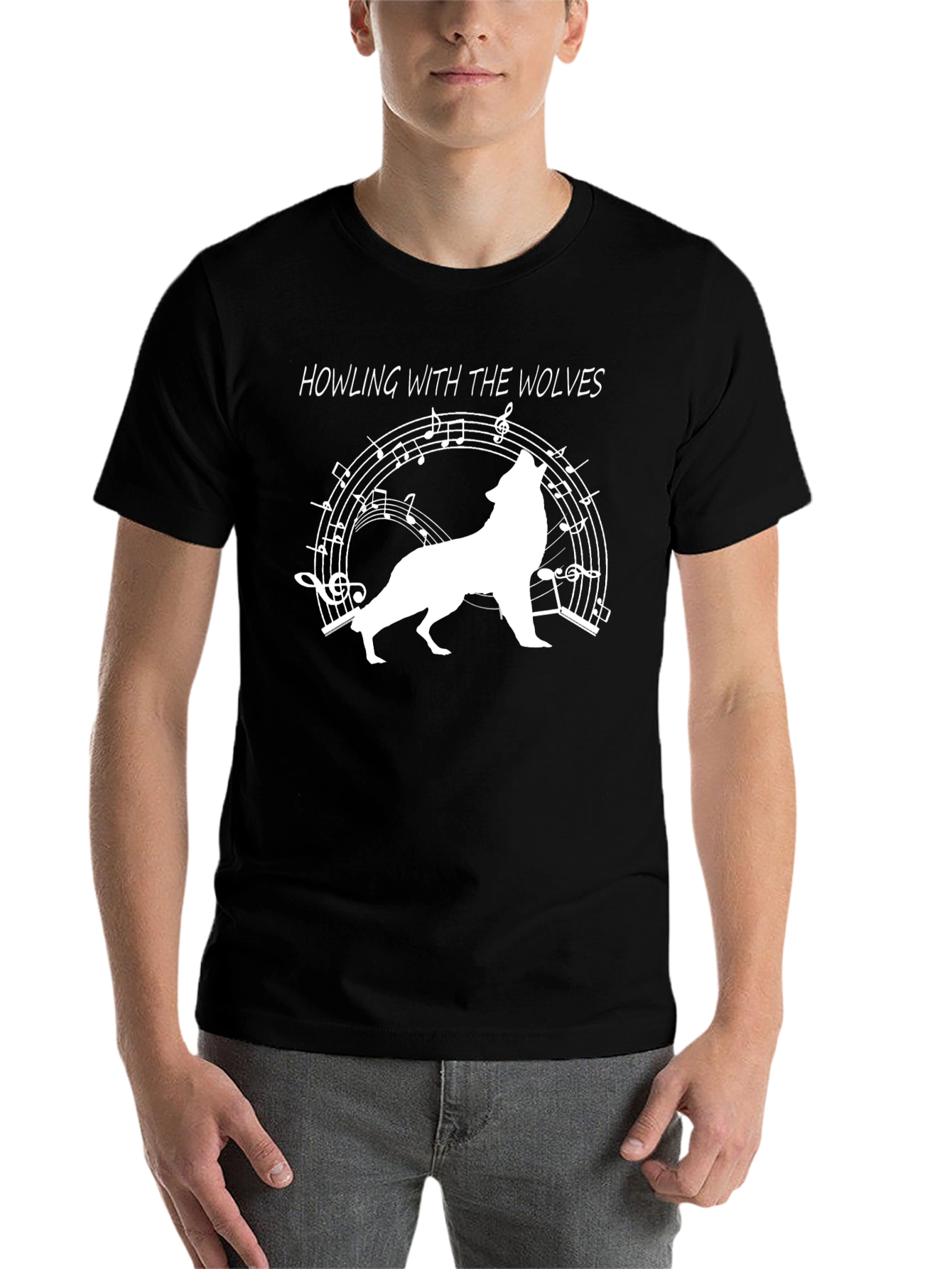 Black Howling with the Wolves Graphic Tee view 7