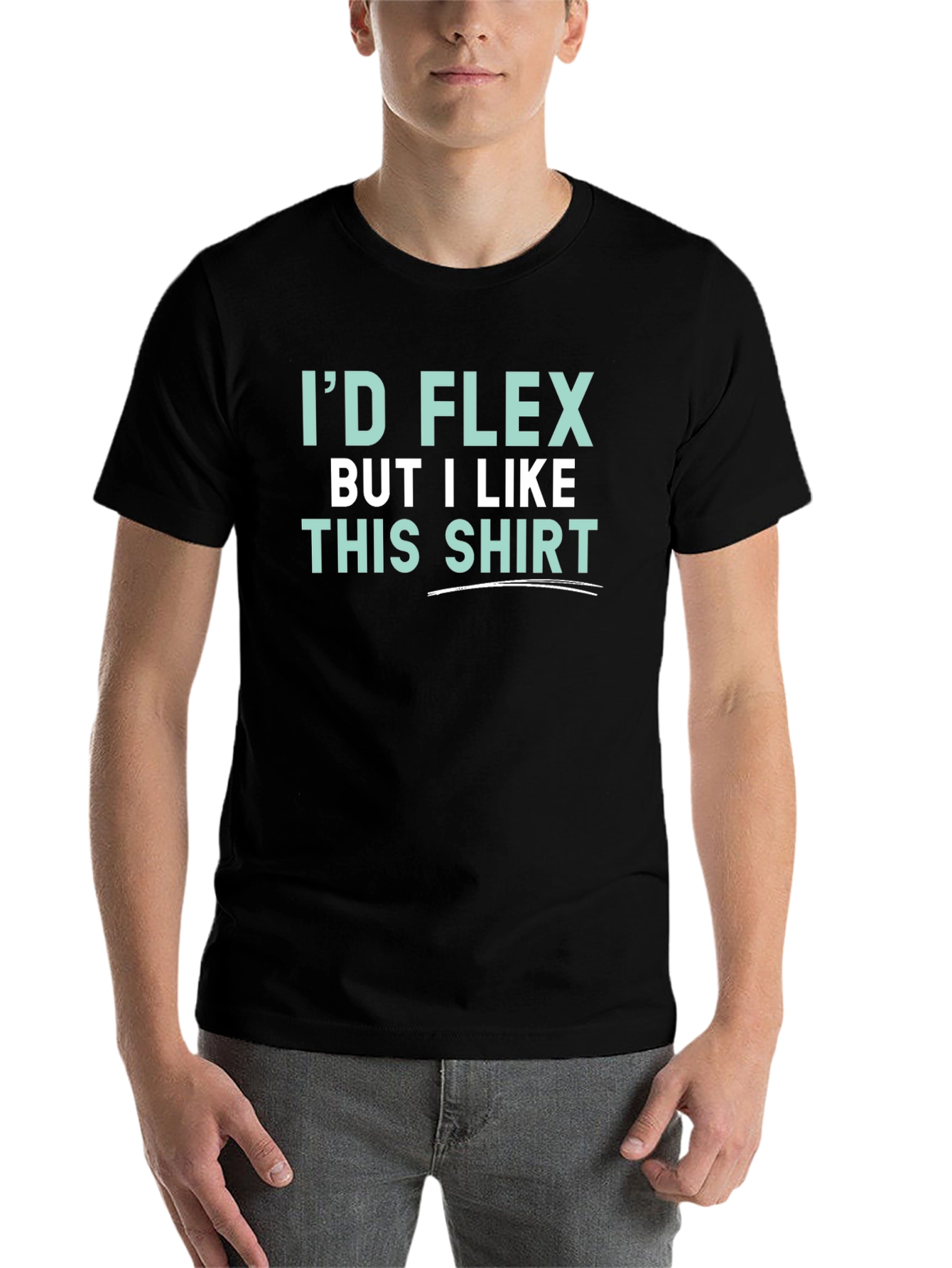 Black Funny Flexing Graphic Tee - I Like This Shirt! view 7