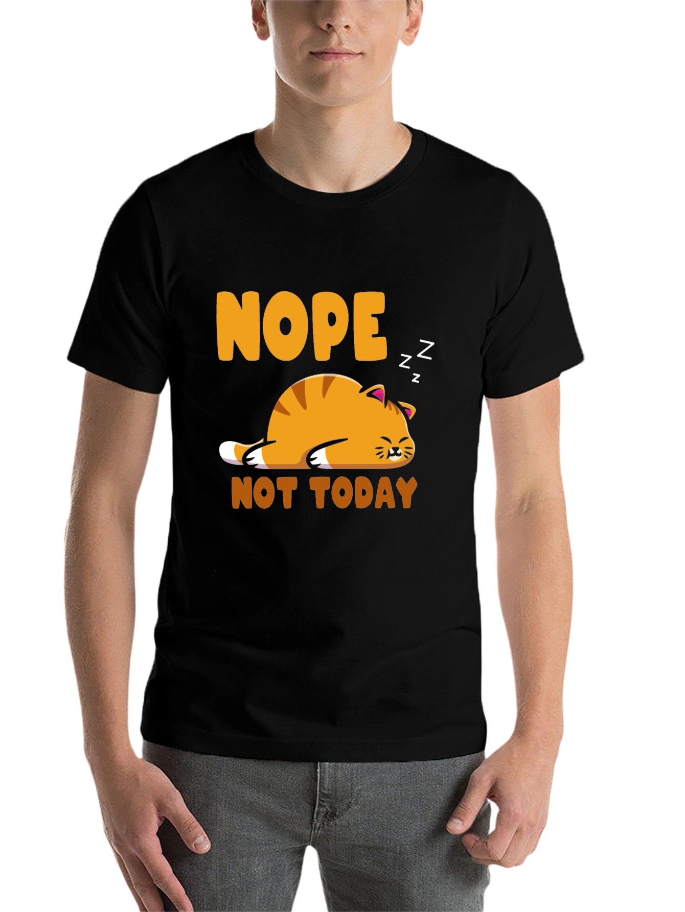 Black Nope Not Today Cat Graphic Tee view 7