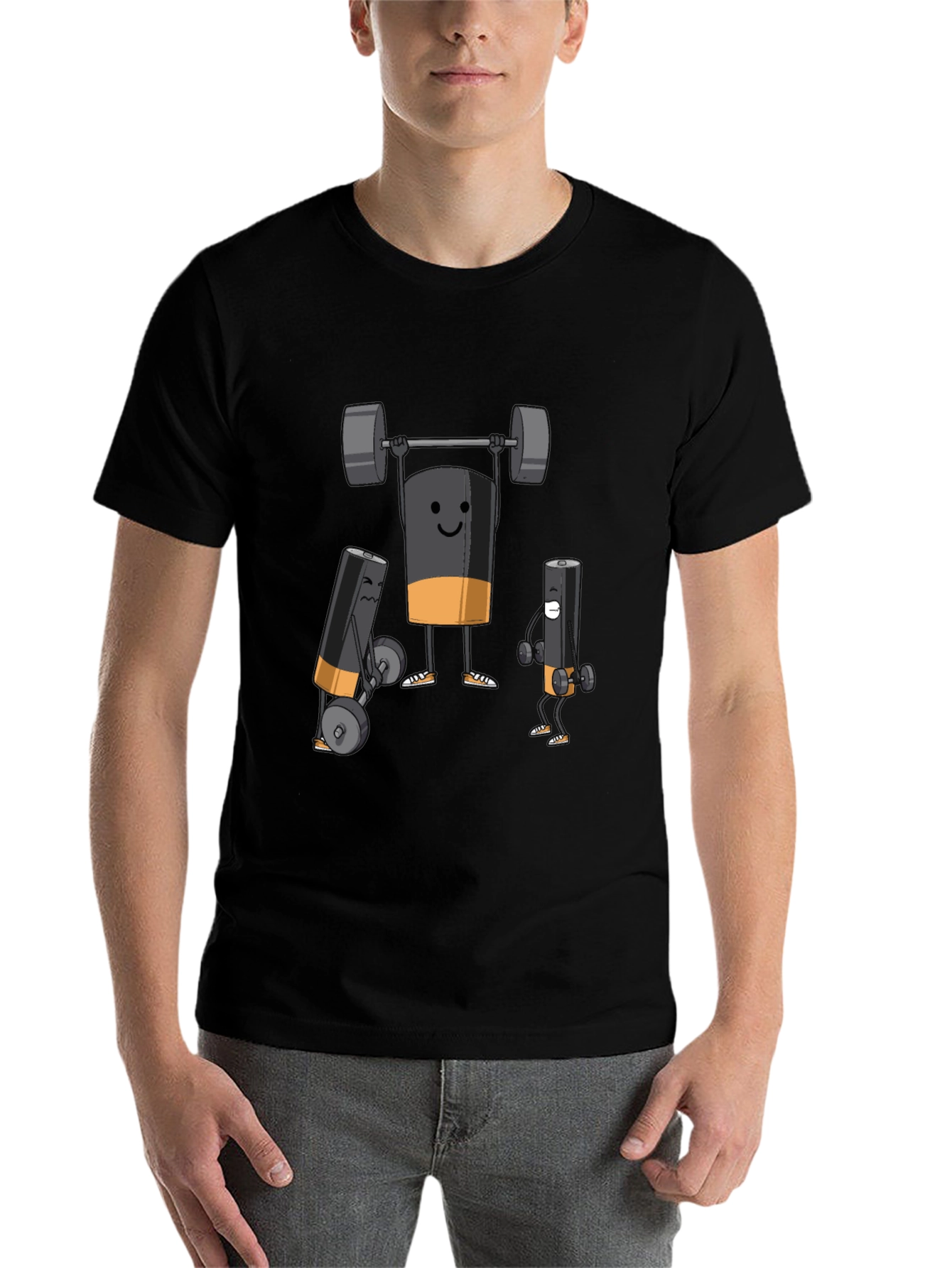 Black Battery Powerlifting Graphic T-Shirt view 7