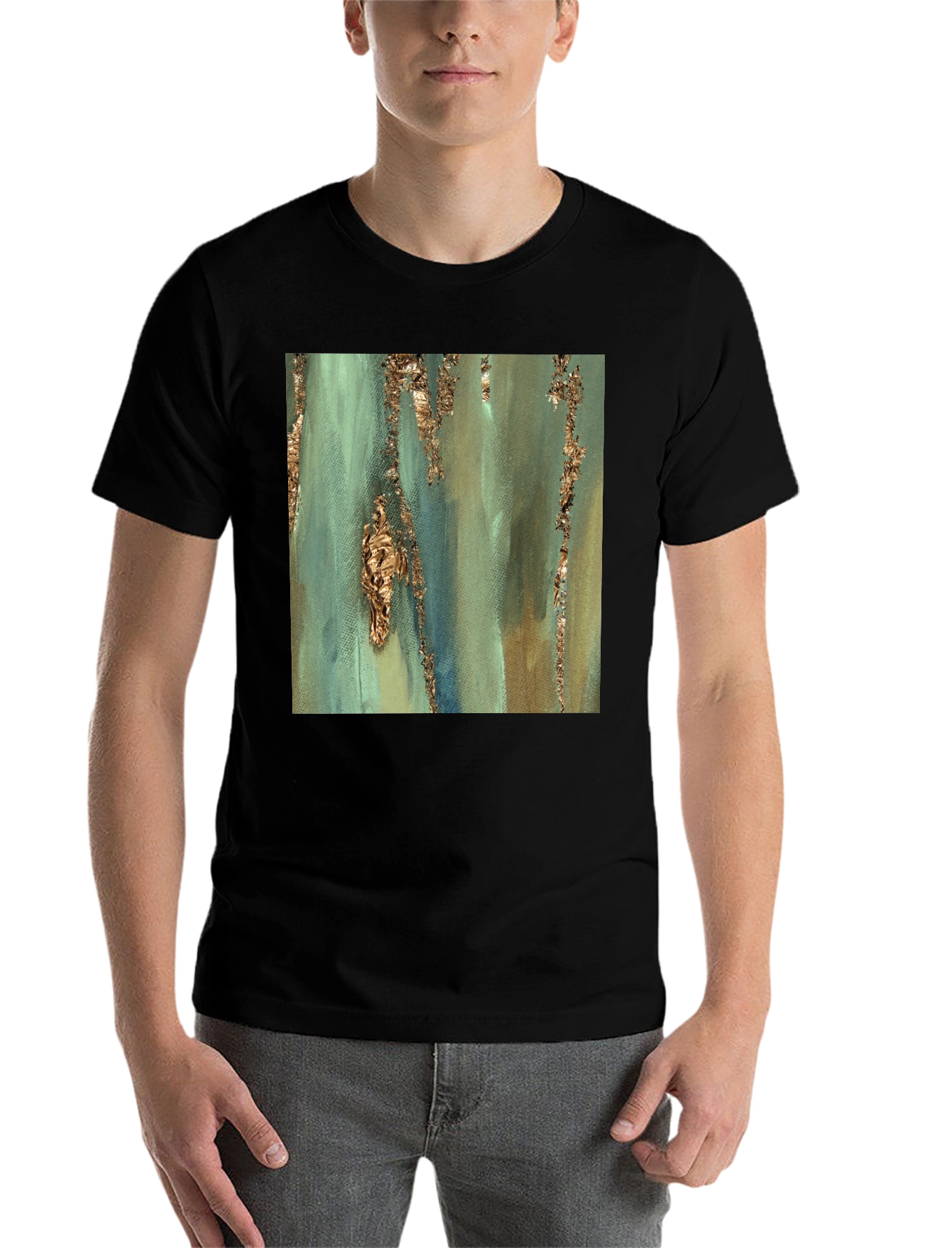Black Abstract Art Print Tee - Stylish and Unique Design view 7