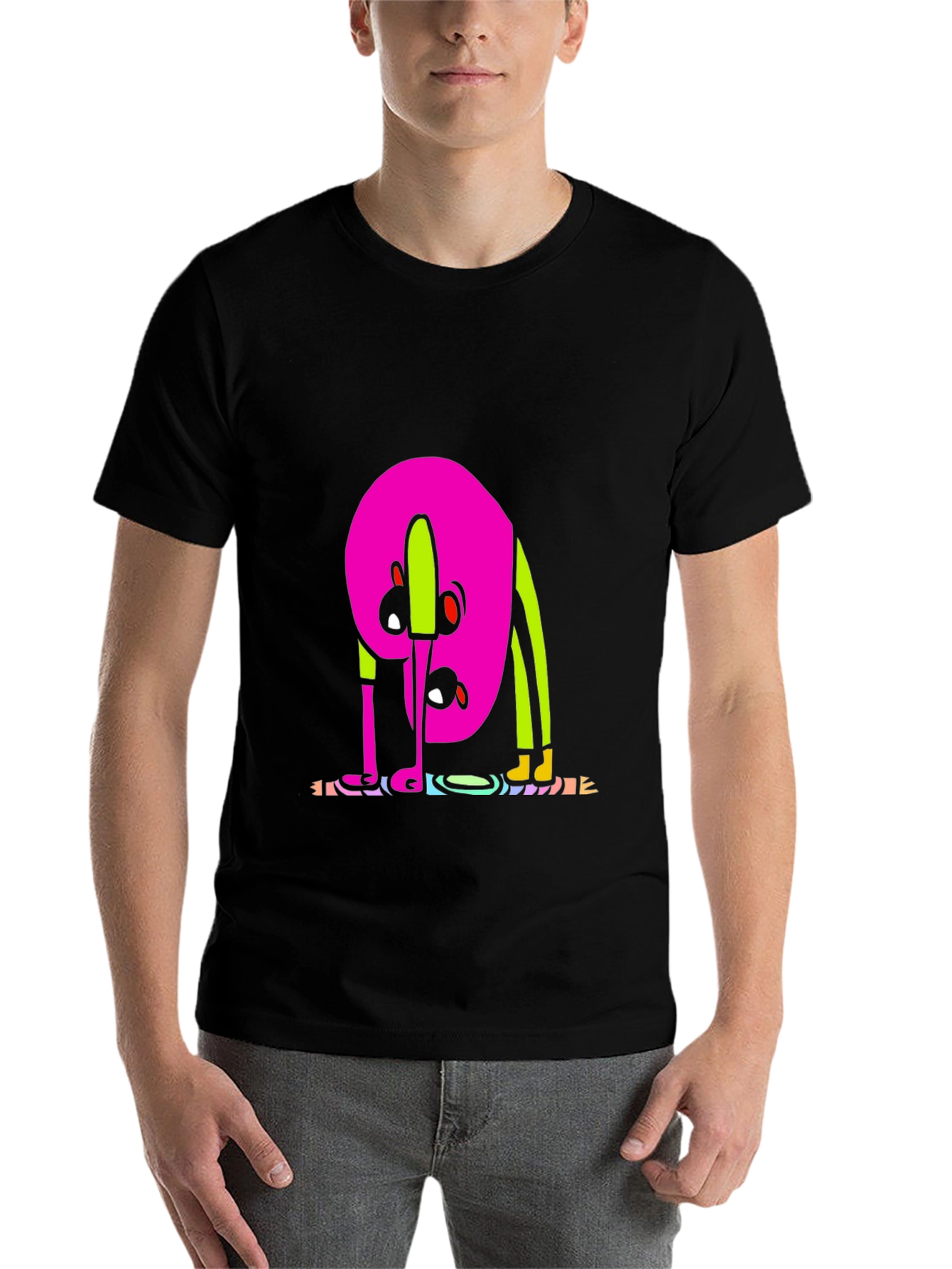 Black Funky Cartoon Graphic Tee - Black view 7