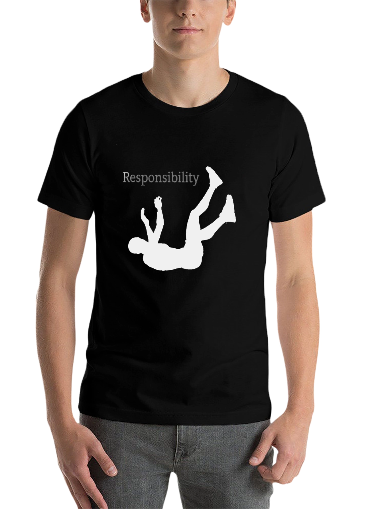 Black Responsibility Falling T-Shirt - Black view 7
