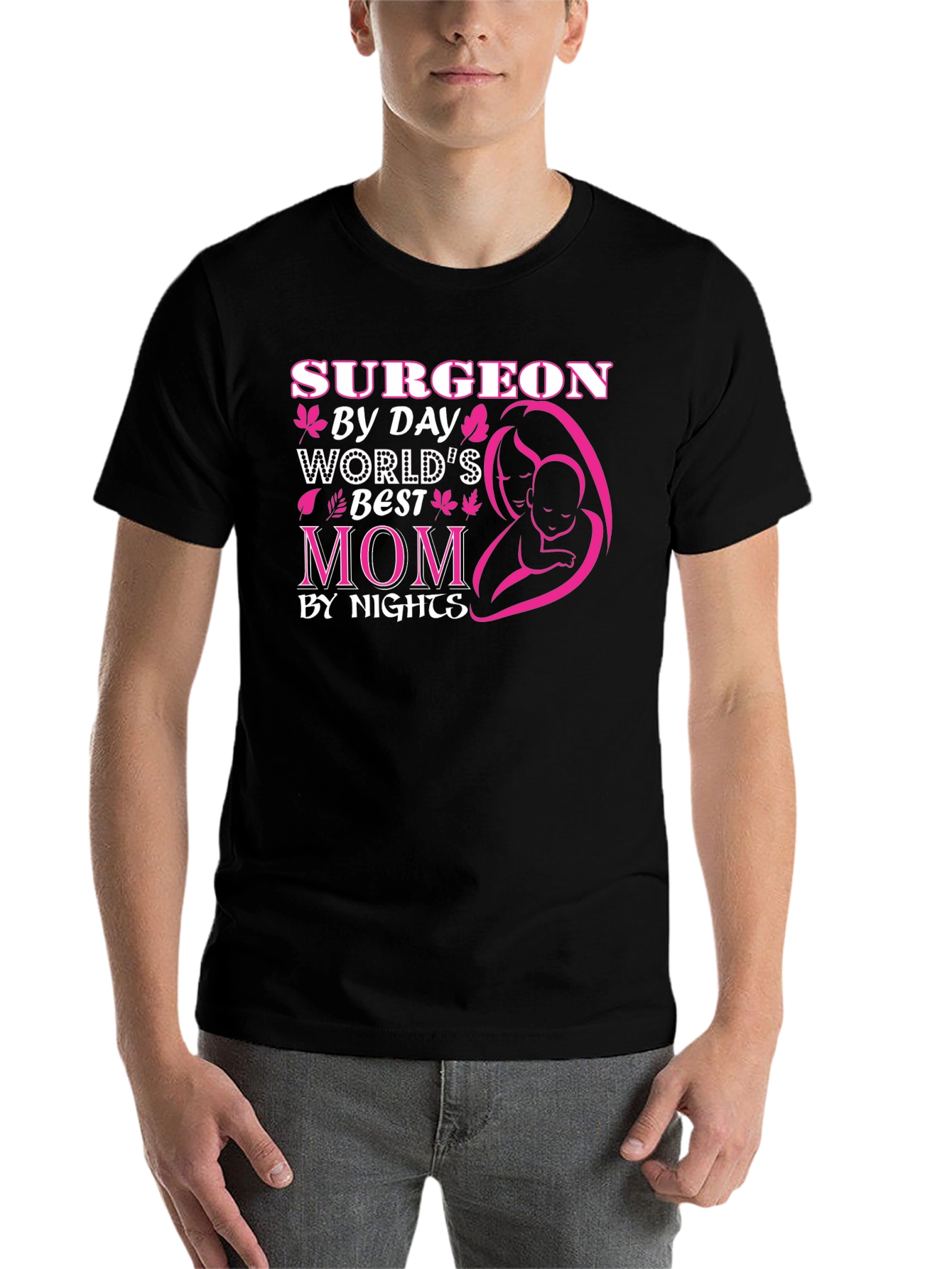 Black Surgeon Mom T-Shirt - Worlds Best Mom view 7